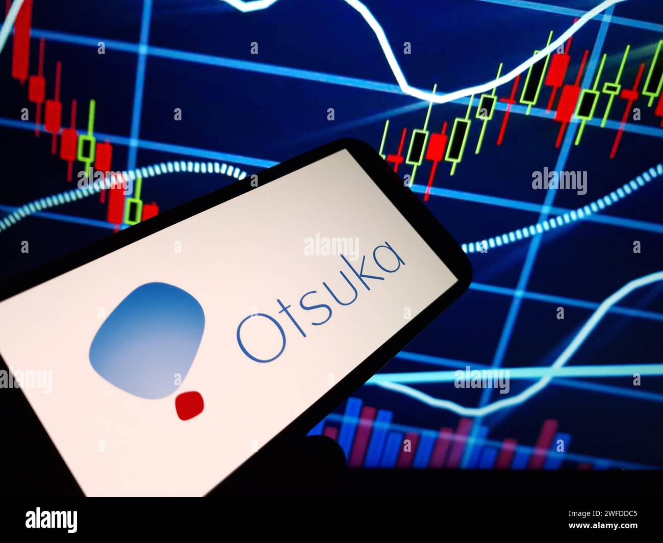 Konskie, Poland - January 27, 2024: Otsuka Pharmaceutical company logo displayed on mobile phone screen Stock Photo