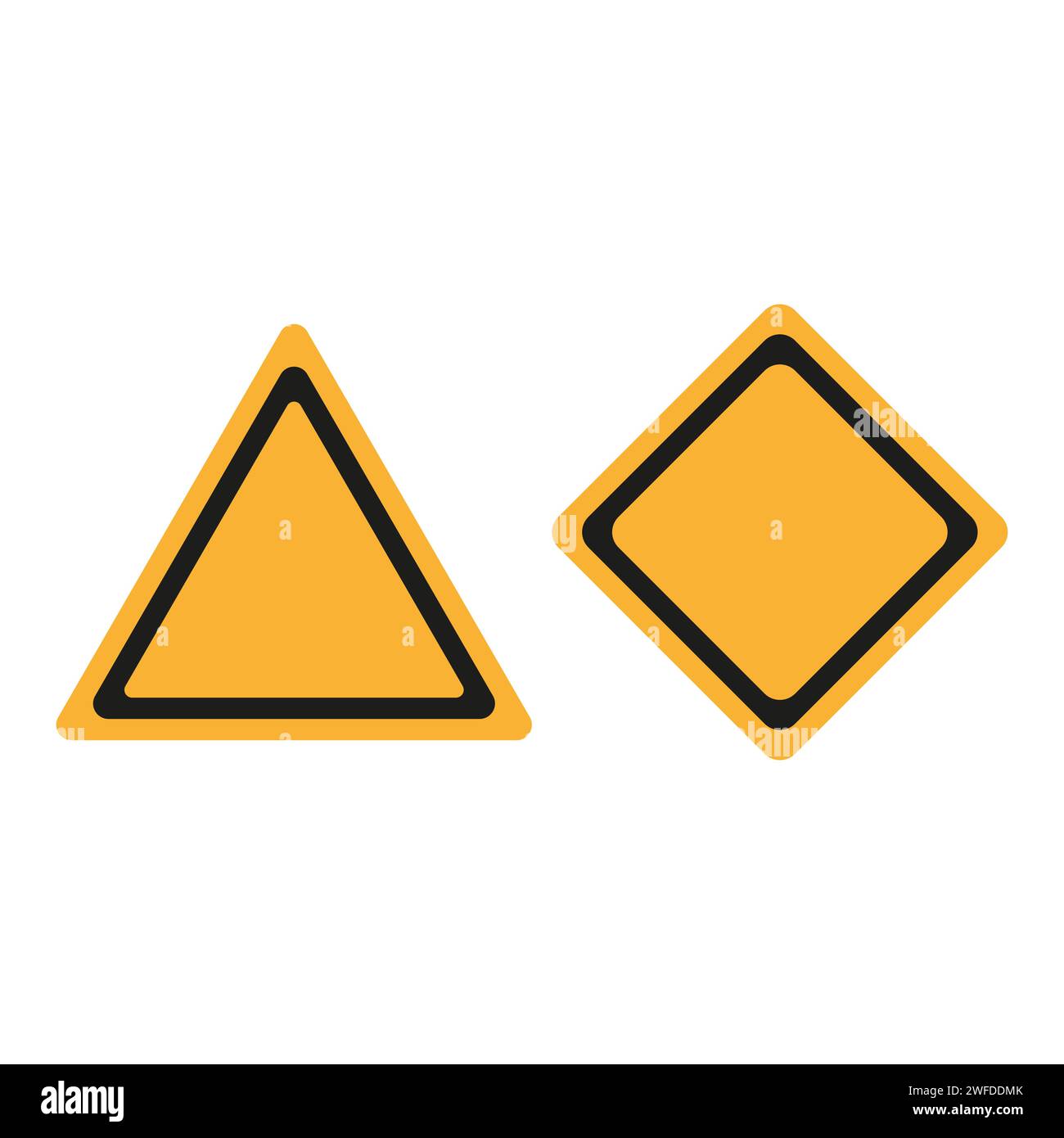 Hazard blank sign set. Warning sign. Yellow empty caution attention ...
