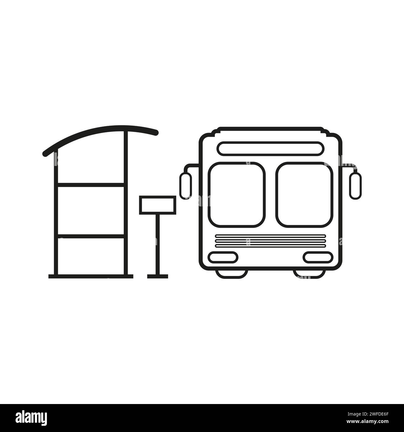 bus station icon, bus stop, view front. Vector illustration. stock