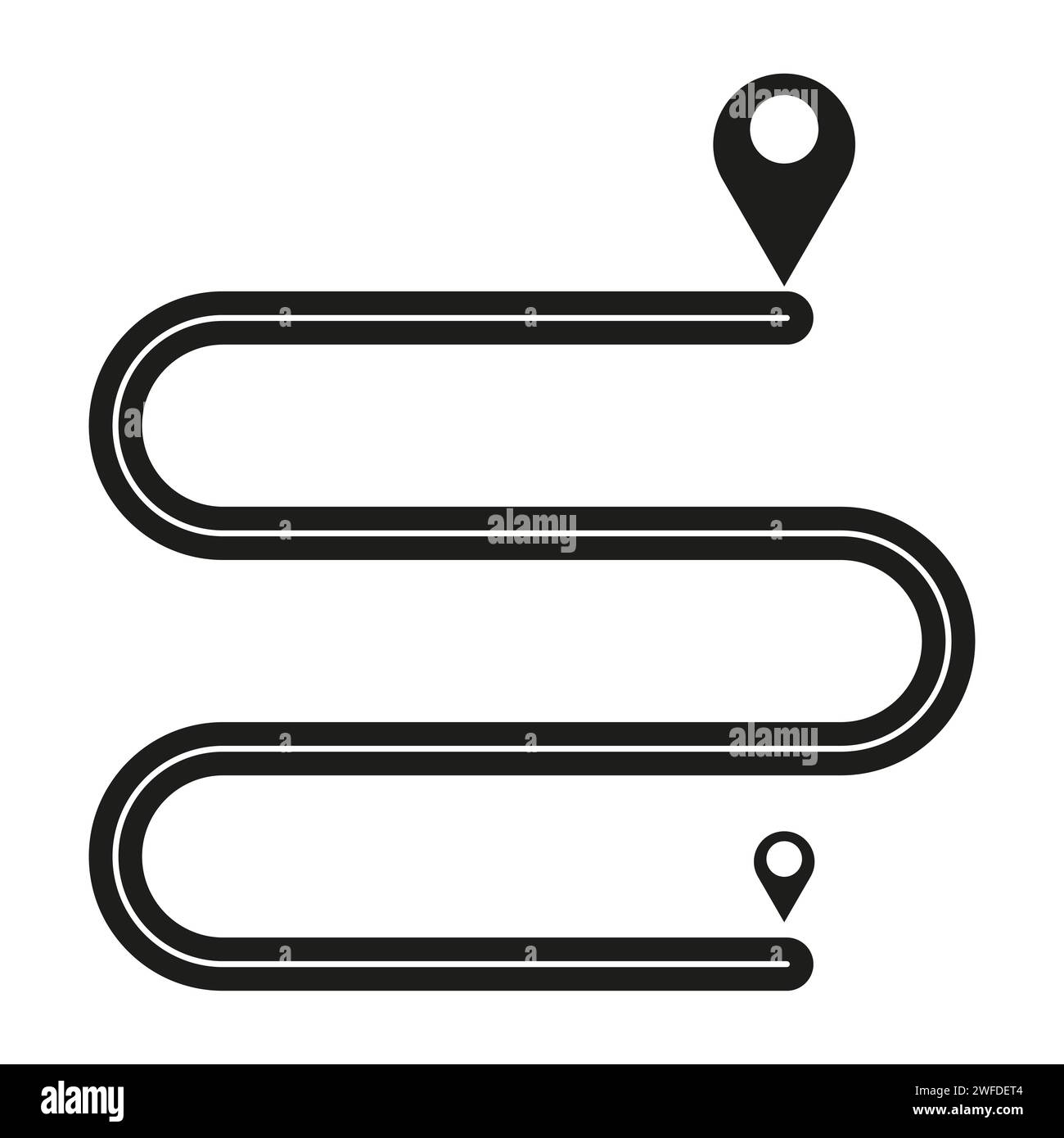 pointer icon. Two pins, the path to the location. Vector illustration. stock image. EPS 10. Stock Vector