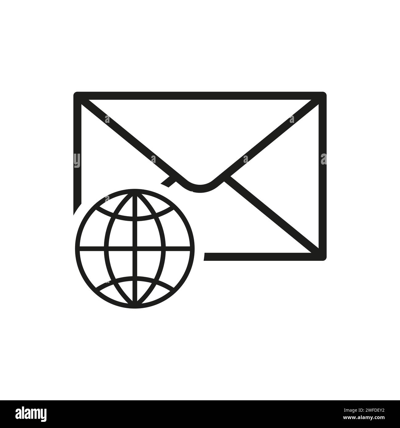 Globe icon with envelope. Vector illustration. EPS 10. Stock image. Stock Vector