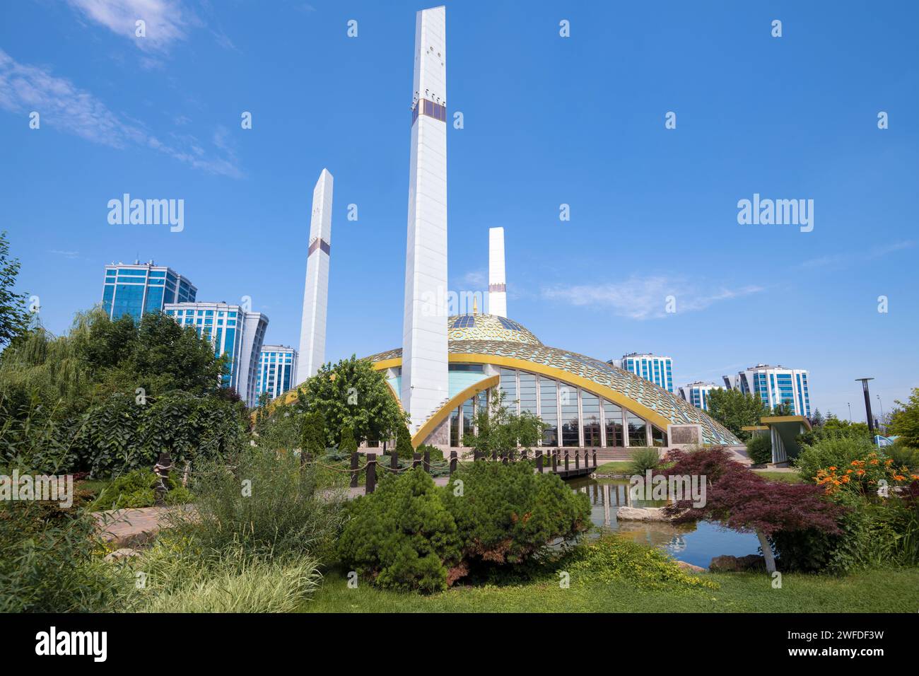 ARGUN, RUSSIA - JUNE 14, 2023: Sunny June day at the Mother's Heart mosque Stock Photo