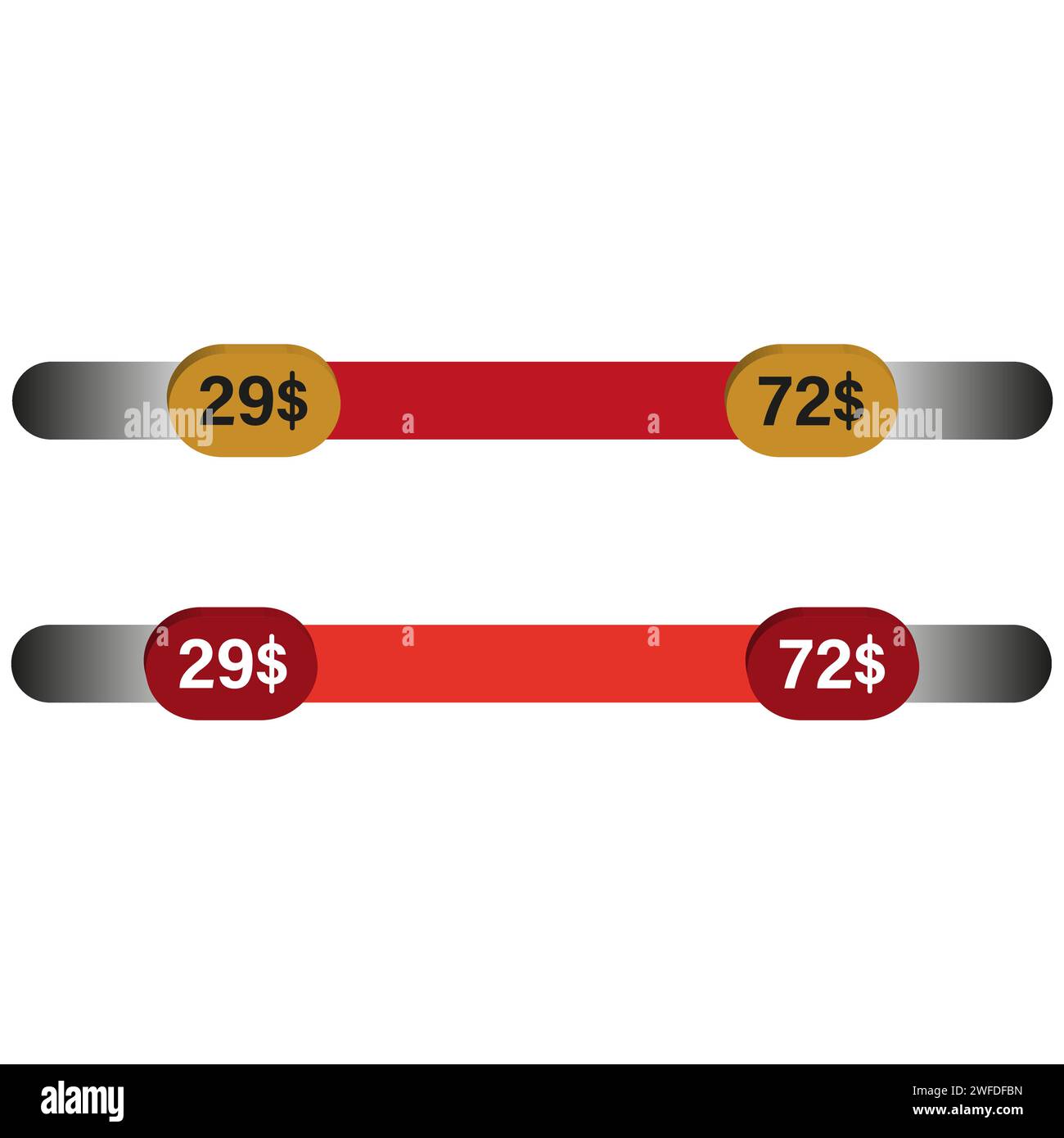 Price range scrollbar in web form, online application. Vector illustration. EPS 10. Stock Vector