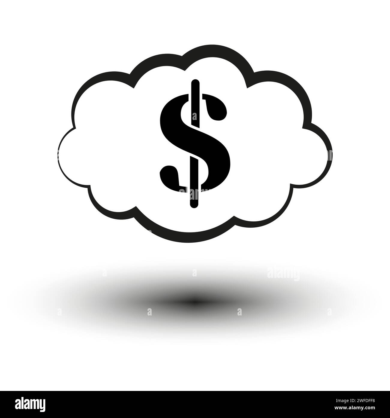 Dollar service cloud computing icon. Vector illustration. EPS 10. Stock image. Stock Vector