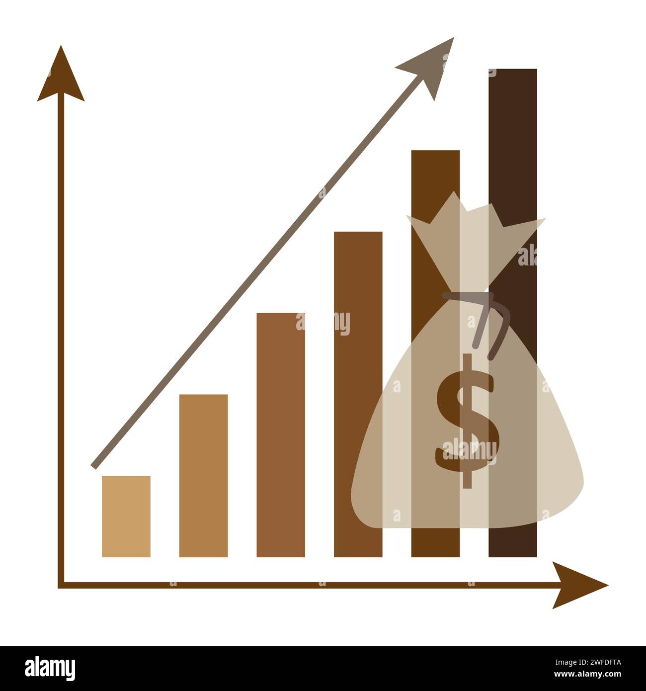 Chart Bag Dollars In Sketch Style Profit Arrow Business Concept chart-bag-dollars-in-sketch-style-profit-arrow-business-concept