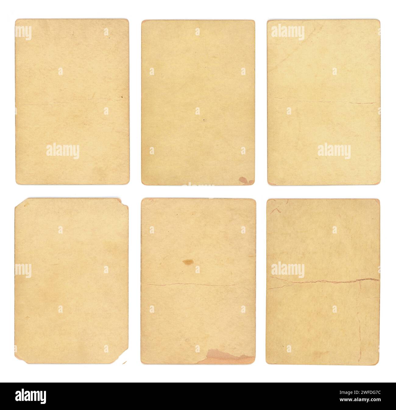 Set of Blank Vintage Game Cards with authentic tears, worn edges and stains - Isolated Stock Photo