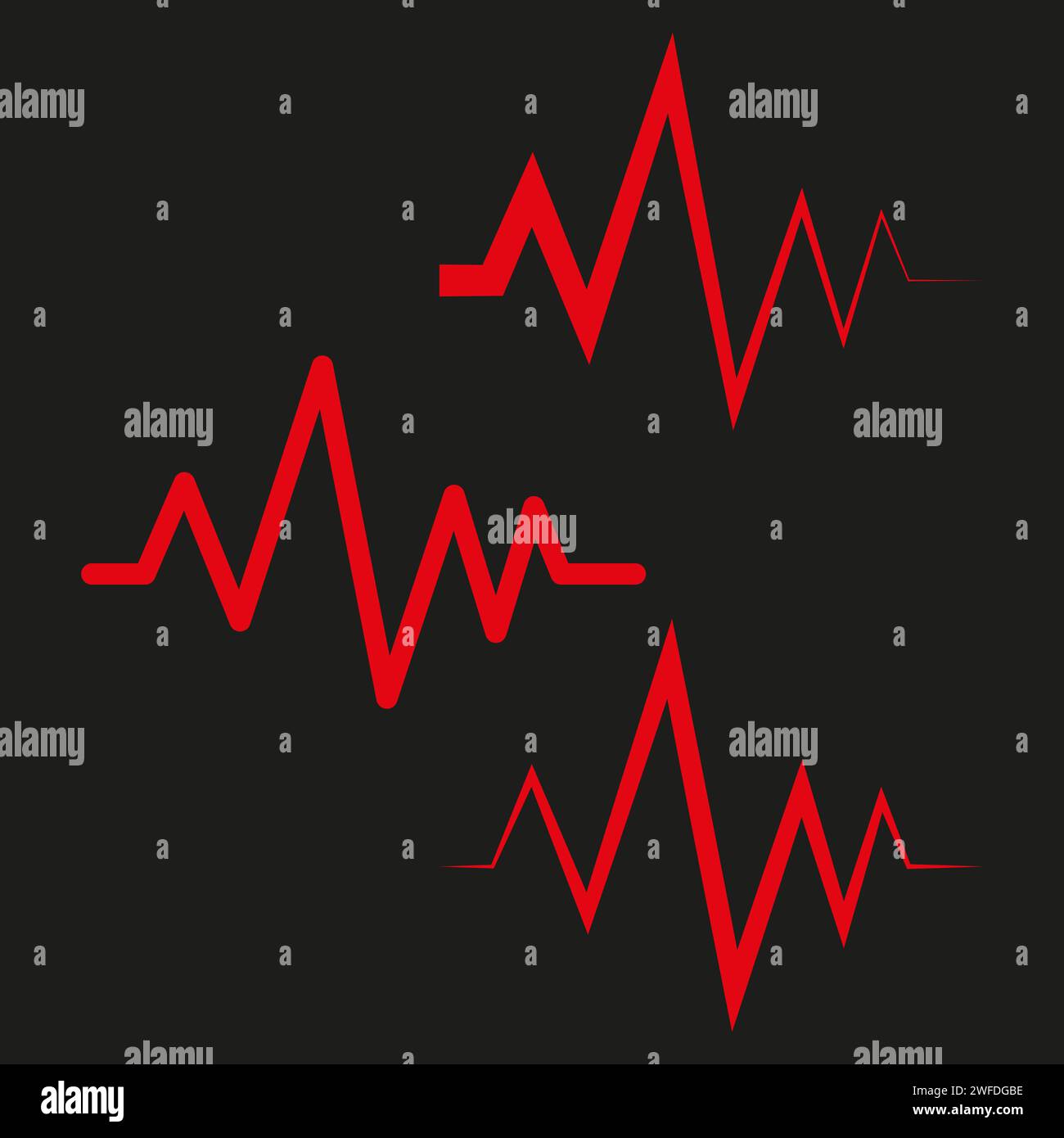 Irregular pulsating ECG lines. Vector illustration. EPS 10. Stock image. Stock Vector