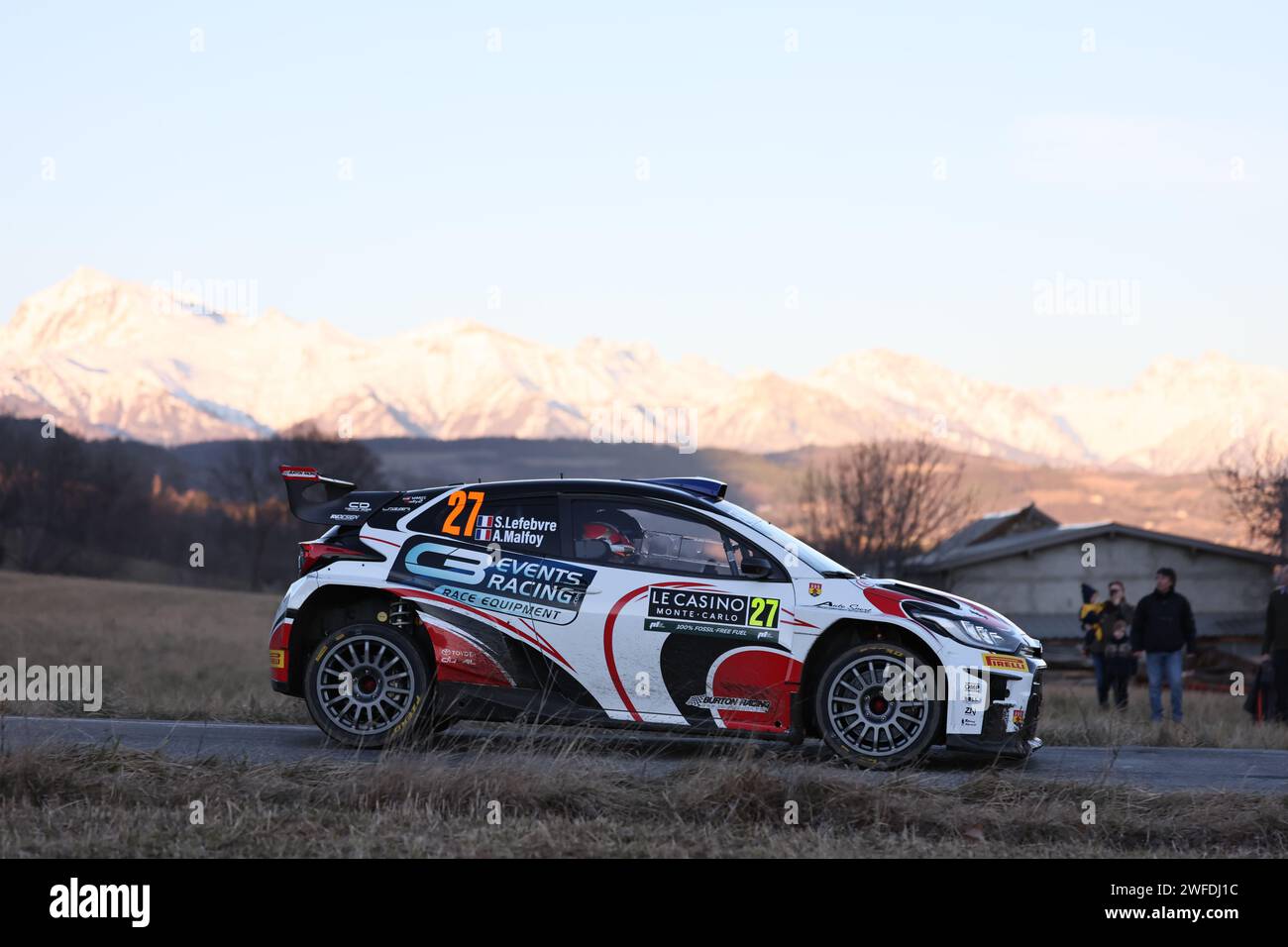 Monaco, Monaco. 24th Jan, 2024. MONACO, MONTE-CARLO - 24. January 2024: Stephane LEFEBVRE - Andy MALFOY/Toyota Yaris Rally2 during the Rally Monte Carlo on January 24, 2024 during the WRC RALLY, FIA World Rally Championship - Rallye Monte Carlo 2024, (Photo and copyright @ Jun QIAN/ATP images (QIAN Jun/ATP/SPP) Credit: SPP Sport Press Photo. /Alamy Live News Stock Photo