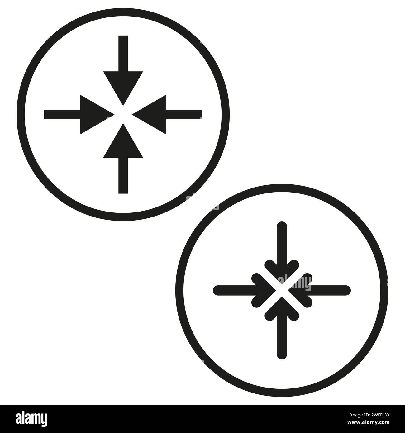 Quadro collide arrows icon. Icon for web site. Vector illustration. EPS10. Stock Vector