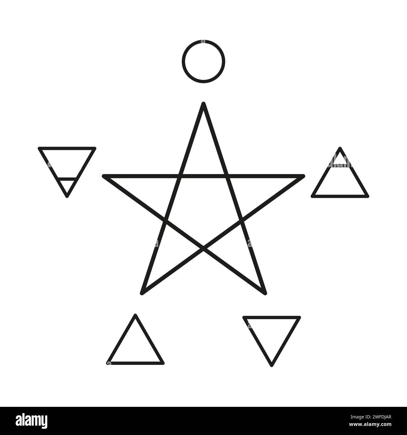 Pentagram with five elements: Spirit, Air, Earth, Fire, Water. Vector illustration. EPS 10. Stock image. Stock Vector