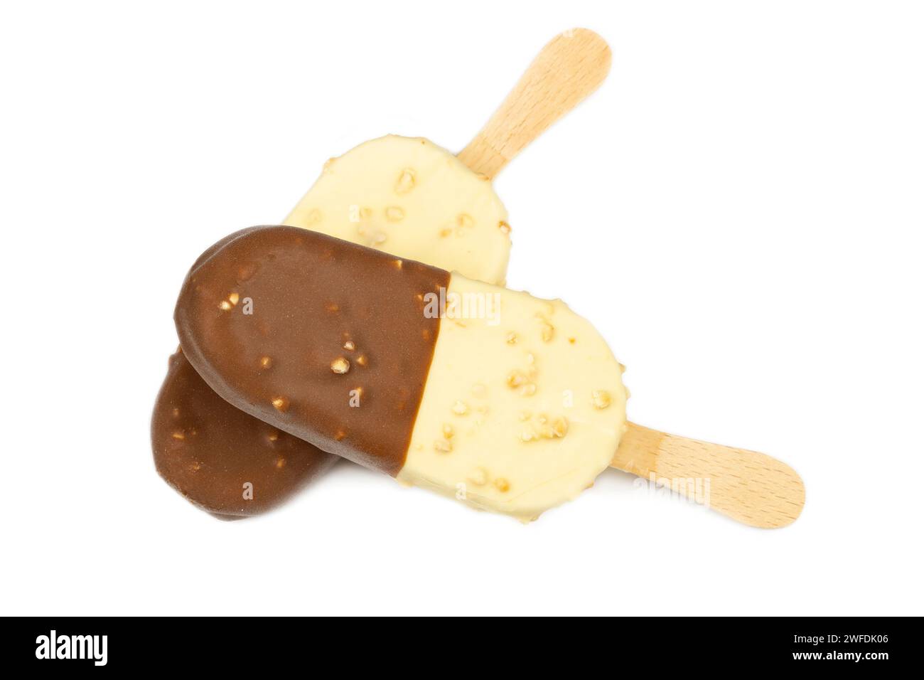 Chocolate ice cream bars isolated on white background Stock Photo