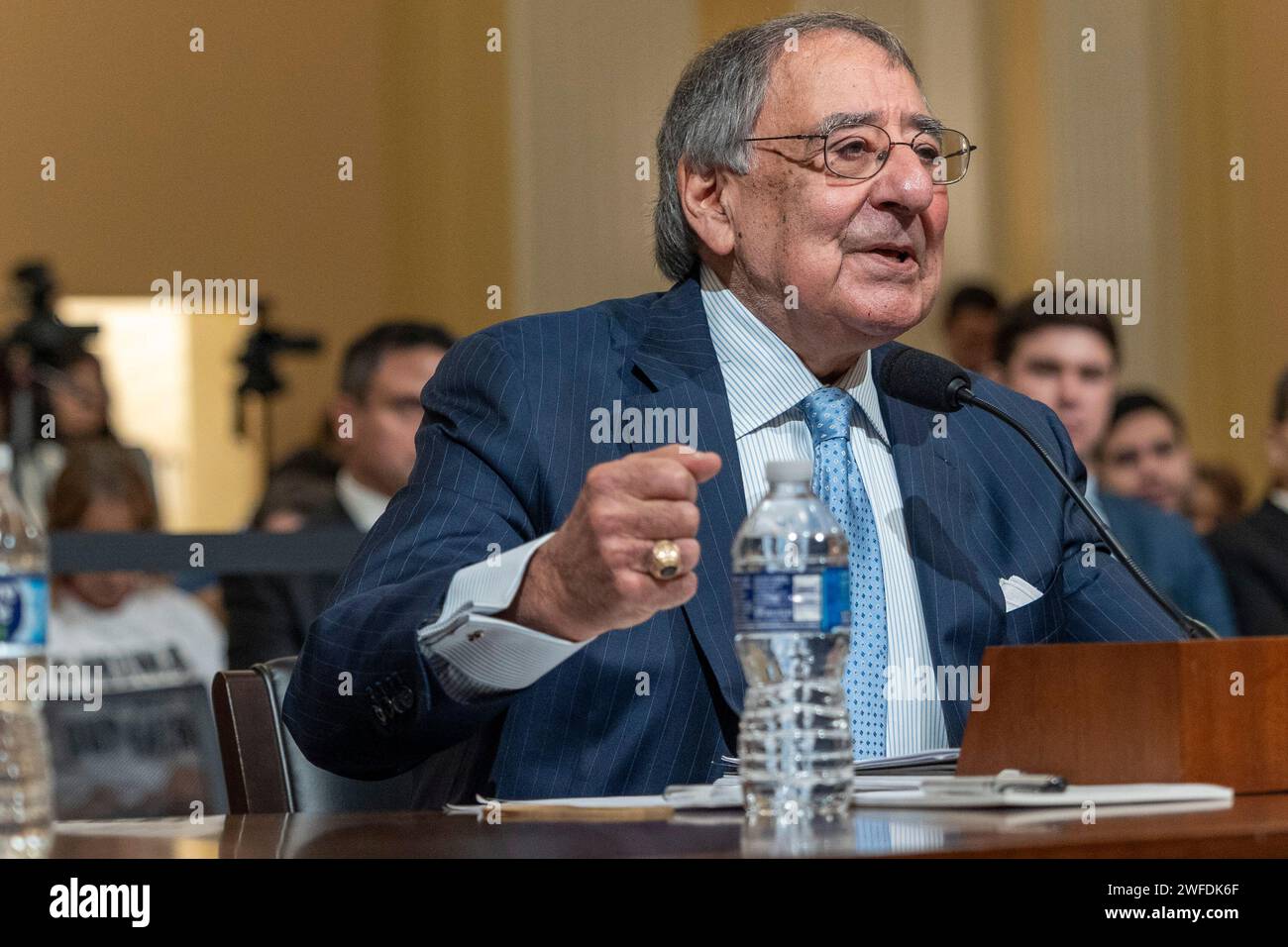 Washington, District Of Columbia, USA. 30th Jan, 2024. Leon E. Panetta, Secretary of Defense (2011-2013) testified at the House Select Committee on the Strategic Competition Between the United States and the Chinese Communist Party, Tuesday, Jan. 30, 2024 in Washington, DC. (Credit Image: © Eric Kayne/ZUMA Press Wire) EDITORIAL USAGE ONLY! Not for Commercial USAGE! Stock Photo