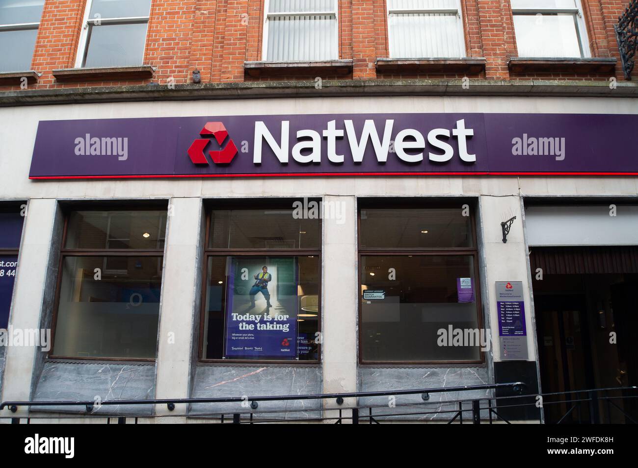 Maidenhead, Berkshire, UK. 29th January, 2025. A NatWest Bank Branch in
