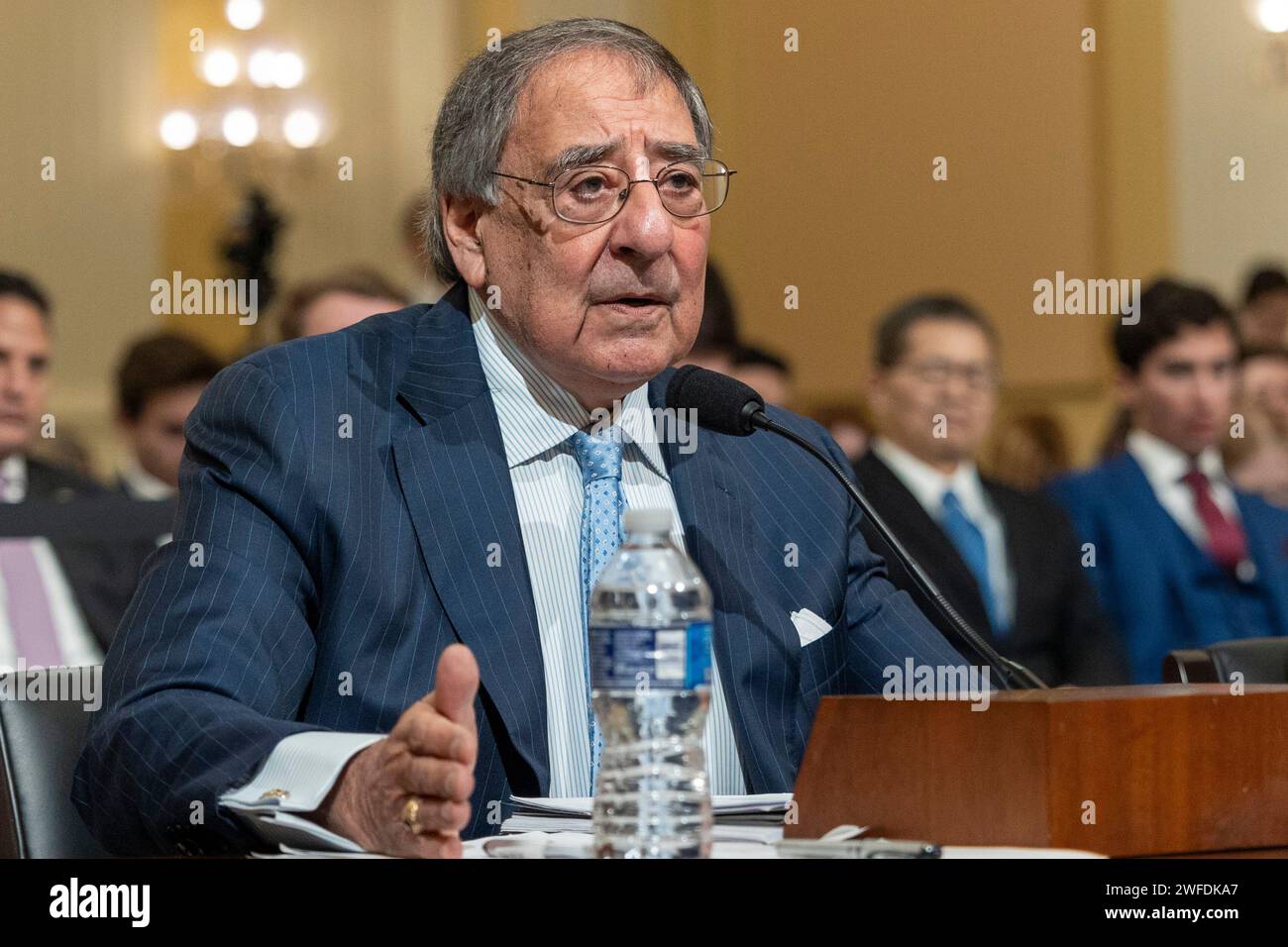 Washington, District Of Columbia, USA. 30th Jan, 2024. Leon E. Panetta, Secretary of Defense (2011-2013) testified at the House Select Committee on the Strategic Competition Between the United States and the Chinese Communist Party, Tuesday, Jan. 30, 2024 in Washington, DC. (Credit Image: © Eric Kayne/ZUMA Press Wire) EDITORIAL USAGE ONLY! Not for Commercial USAGE! Stock Photo