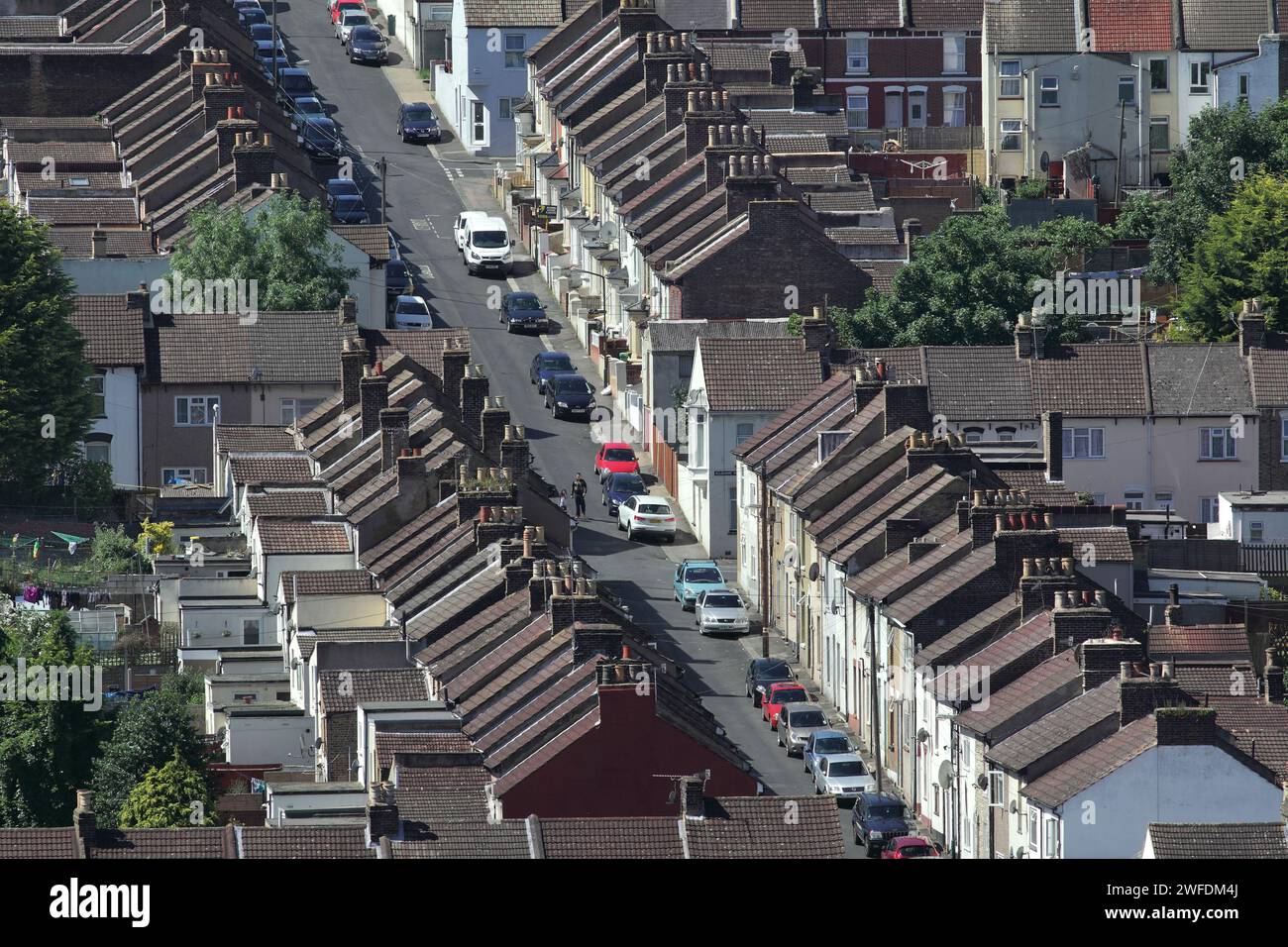 Terraced houses in Sturla Road, Chatham, Kent. Stock Photo