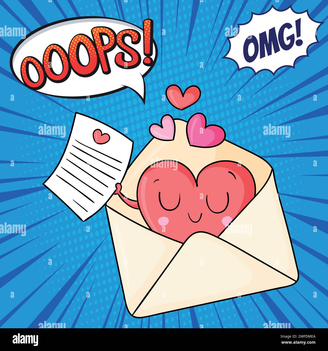 Email message Valentines day pop art style vector image Stock Vector