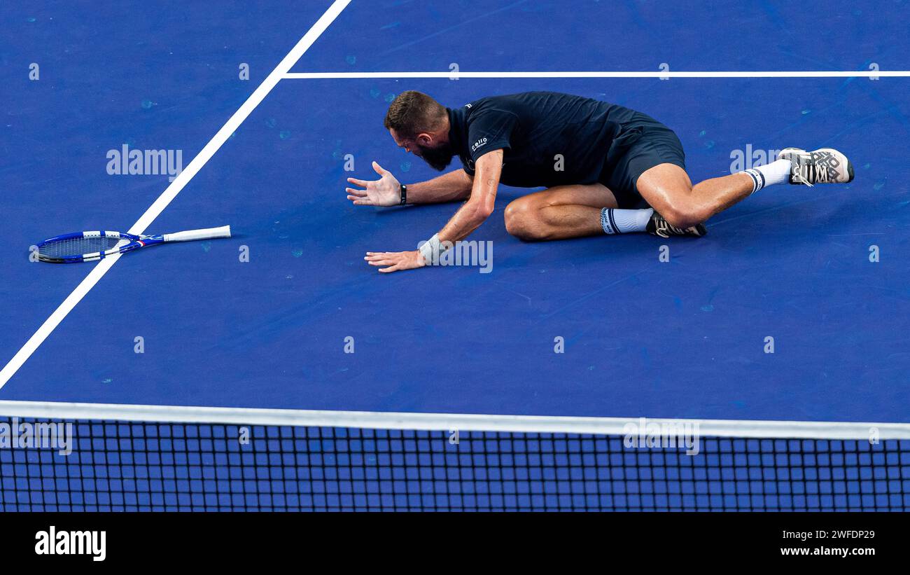Daniil MEDVEDEV (RUS) vs Benoit PAIRE (FRA) during their Singles Round 1 match as part of the Abierto Mexicano Telcel presentado por HSBC at the Arena GNP Seguros on February 22, 2022 in Acapulco, Mexico. Photo by Victor Fraile / Power Sport Images Stock Photo