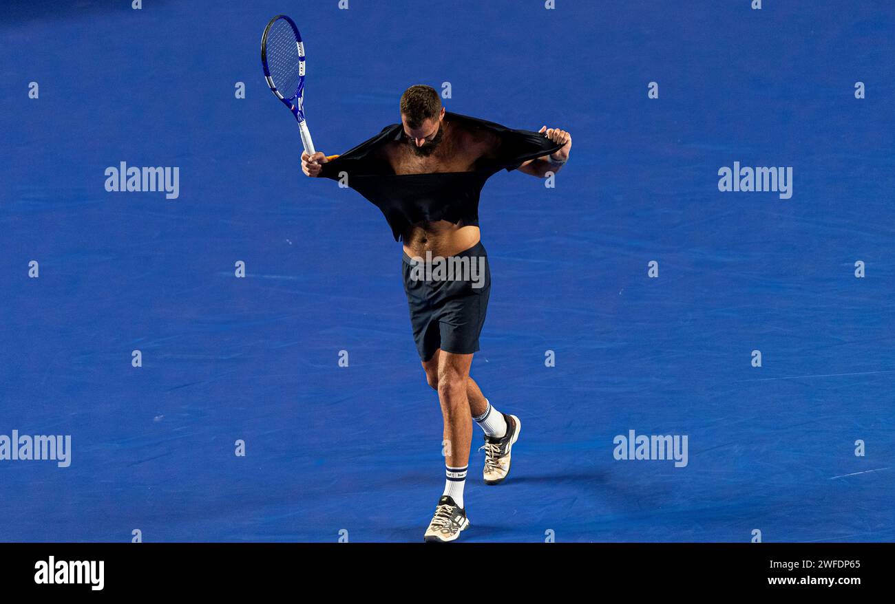 Daniil MEDVEDEV (RUS) vs Benoit PAIRE (FRA) during their Singles Round 1 match as part of the Abierto Mexicano Telcel presentado por HSBC at the Arena GNP Seguros on February 22, 2022 in Acapulco, Mexico. Photo by Victor Fraile / Power Sport Images Stock Photo