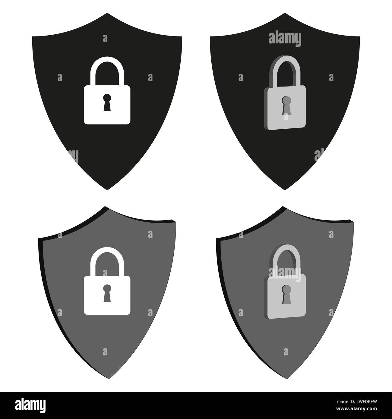 shields with locks. Protection symbol. Vector illustration. EPS 10. stock image. Stock Vector