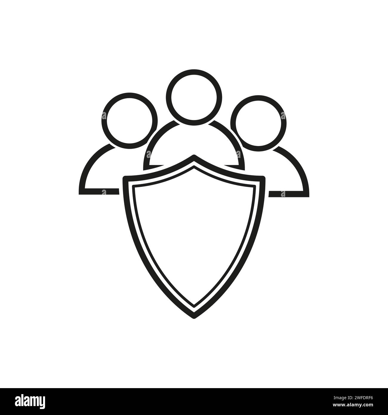 People safety icon. Community care, person group save, protection team