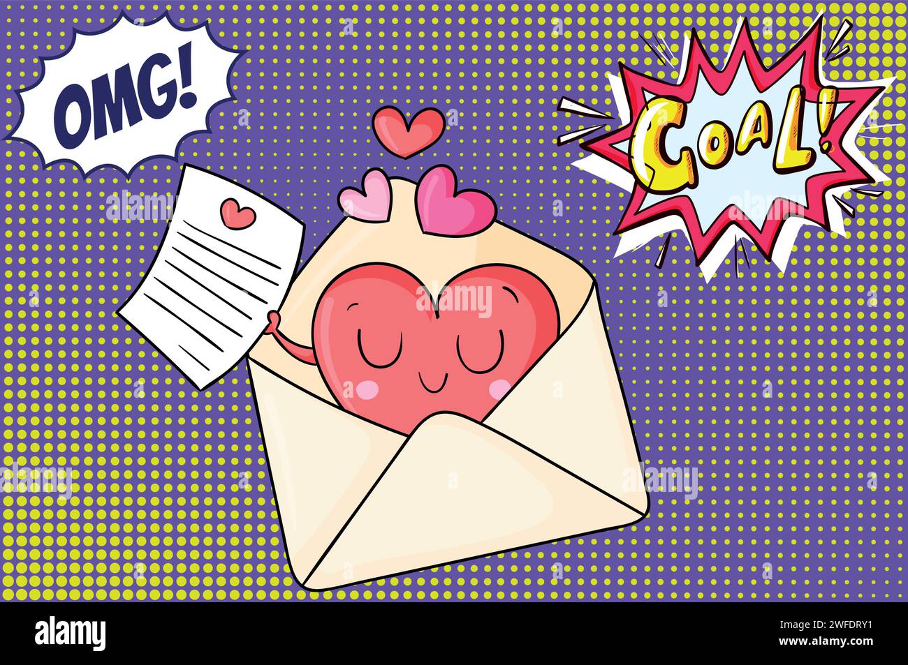 Email message Valentines day pop art style vector image Stock Vector