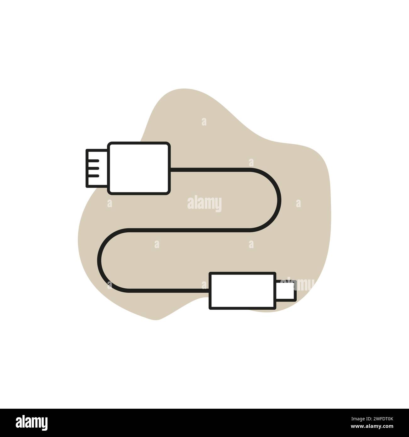 Usb cable ot connect. Technology devices. Connector, typ c cable icon. Hdmi cable icon. Vector illustration. Eps 10. Stock image. Stock Vector