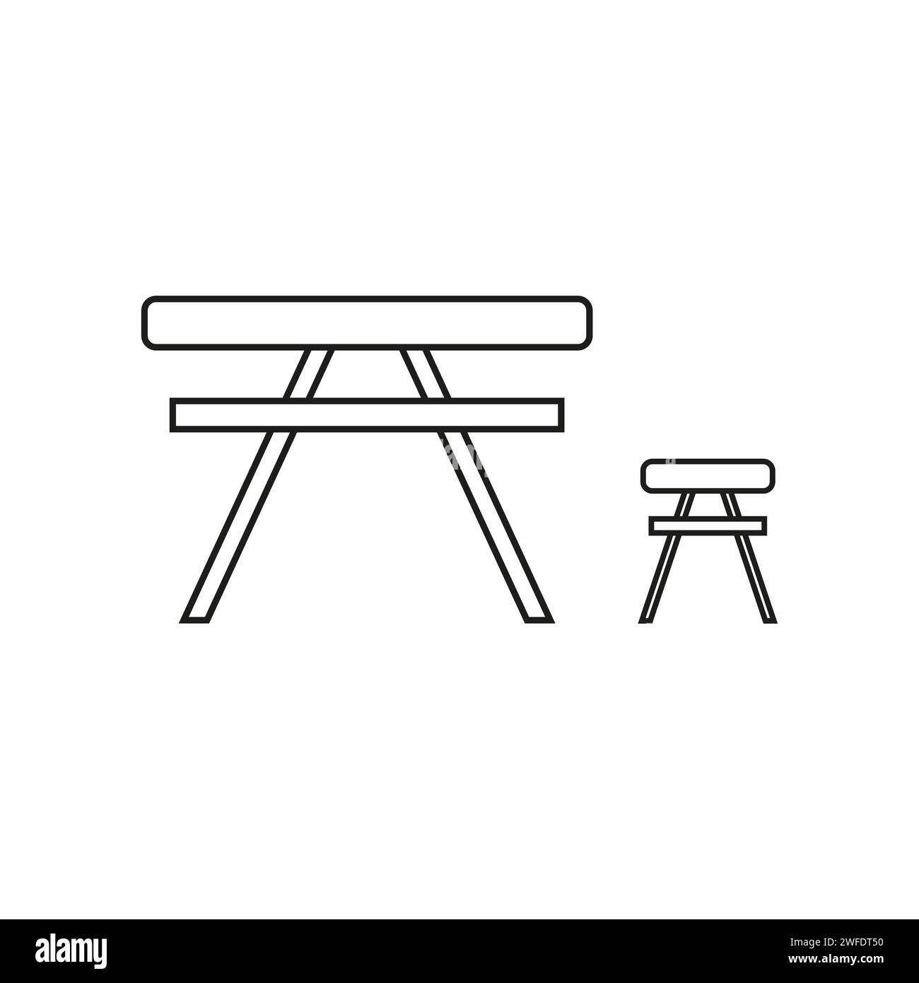 Picnic table icon. Vector illustration. EPS 10. Stock image. Stock Vector
