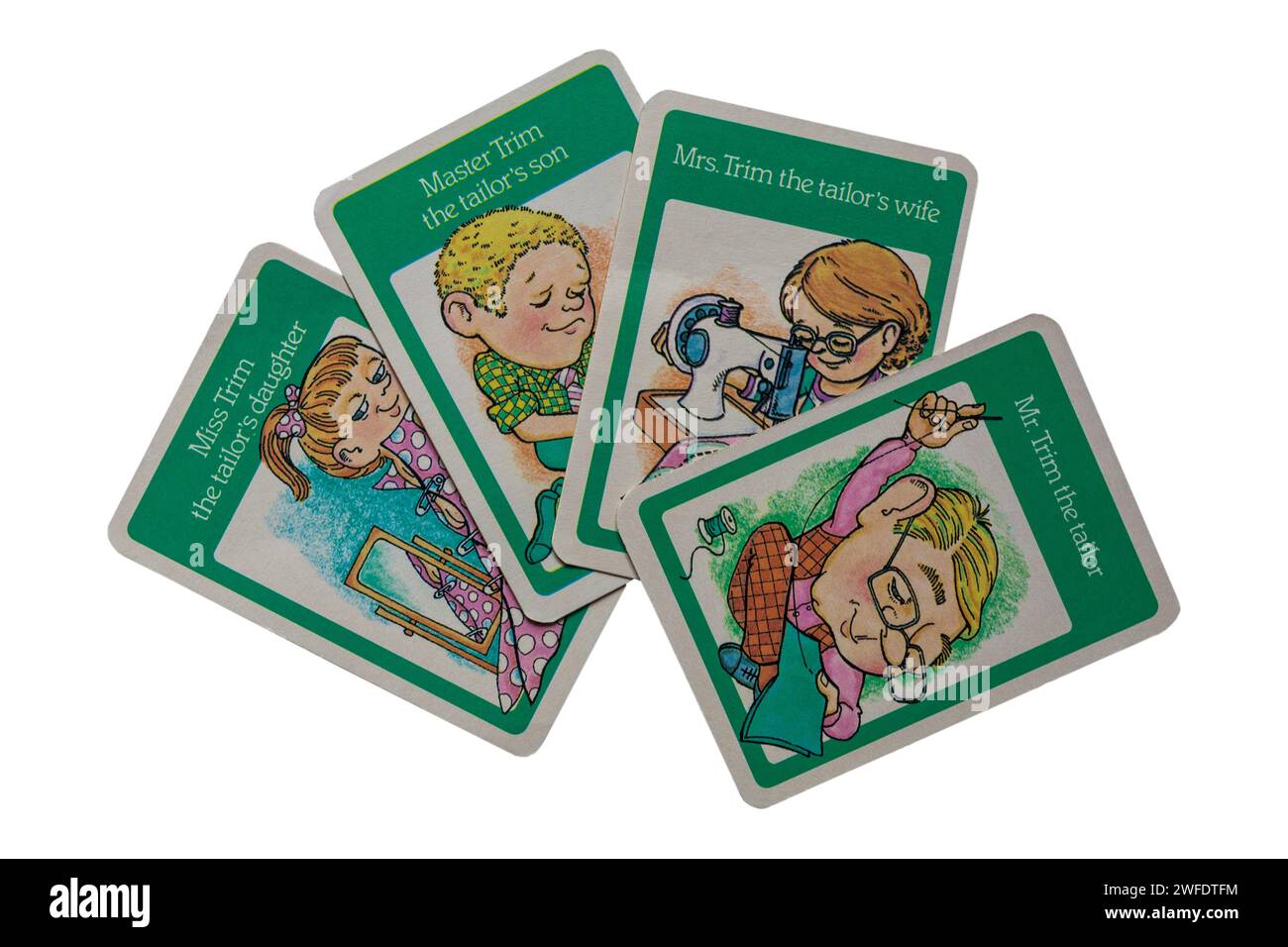 old retro Happy Families playing cards isolated on white background ...