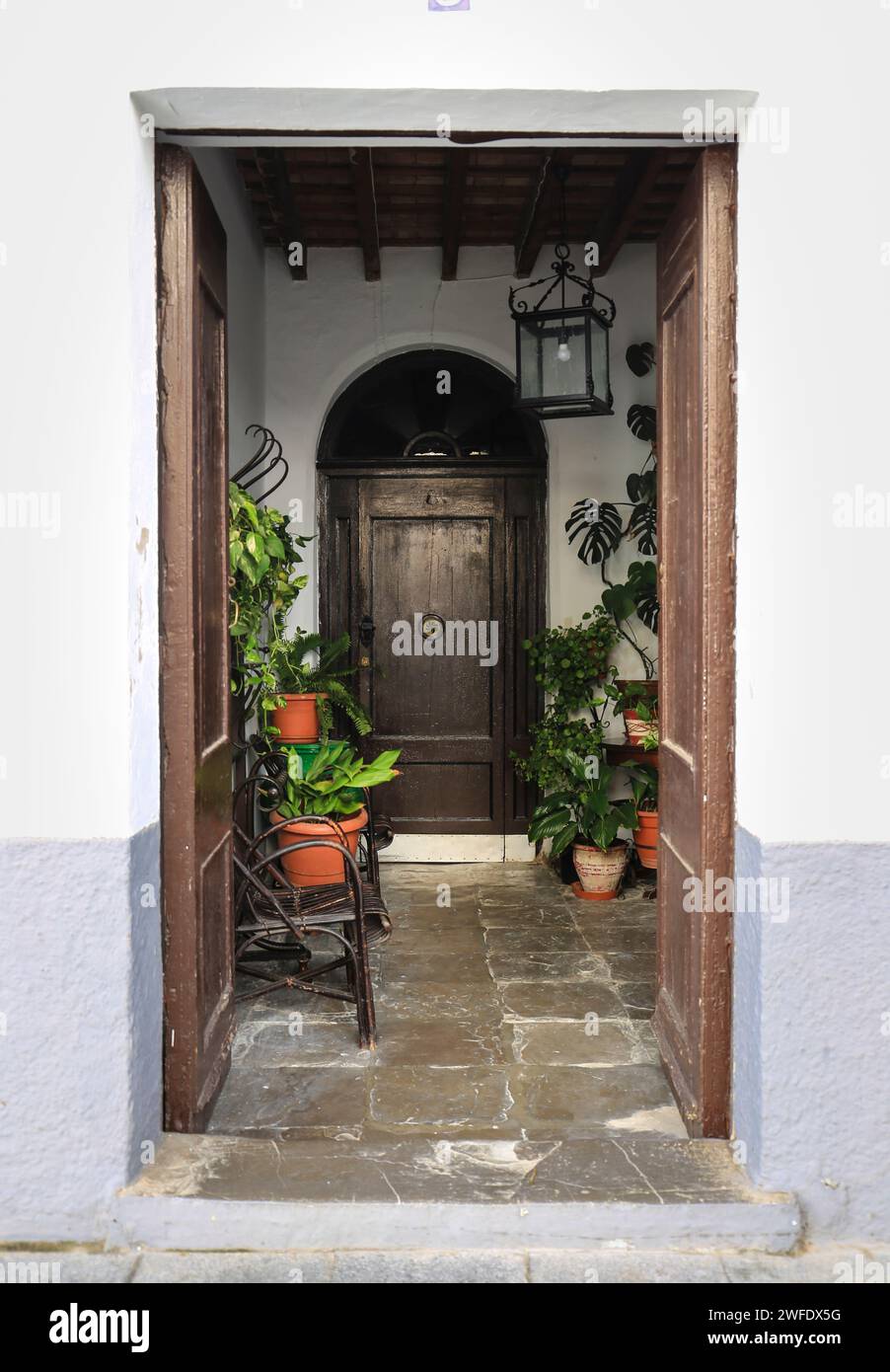 Rota, Cadiz, Spain- October 4, 2023: Typical andalusian house entrance ...