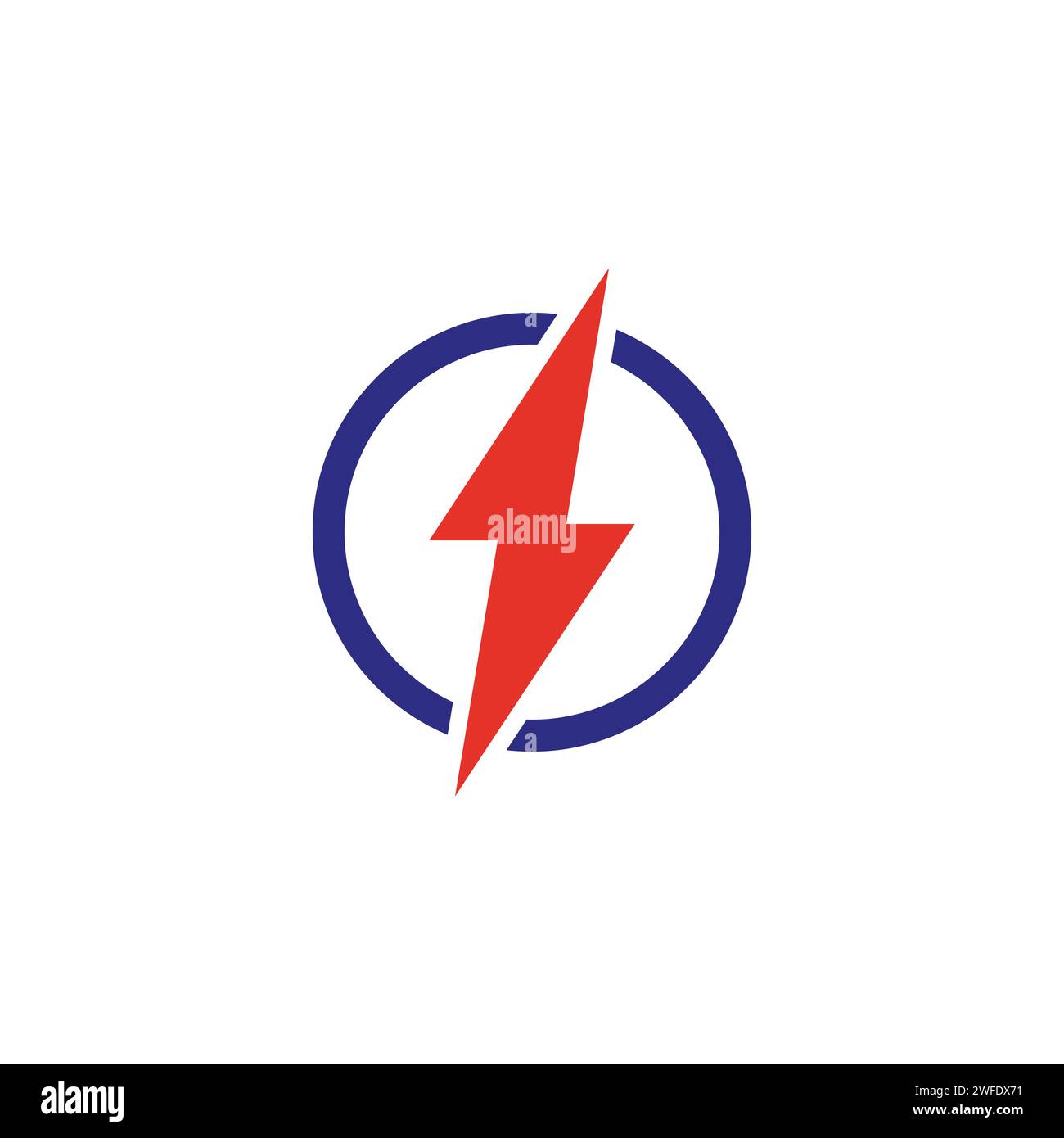 Lightning bolt with circle logo. Thunder and flash digital symbol