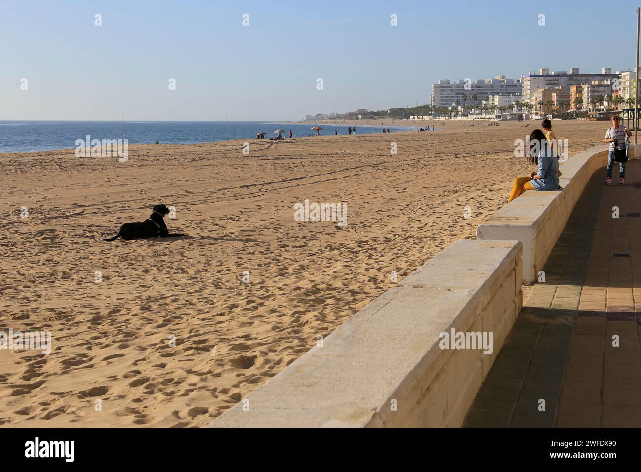 Rota, Cadiz, Spain- October 10, 2023:Playa de la Costilla beach in Rota city, Cadiz, on a sunny day Stock Photo