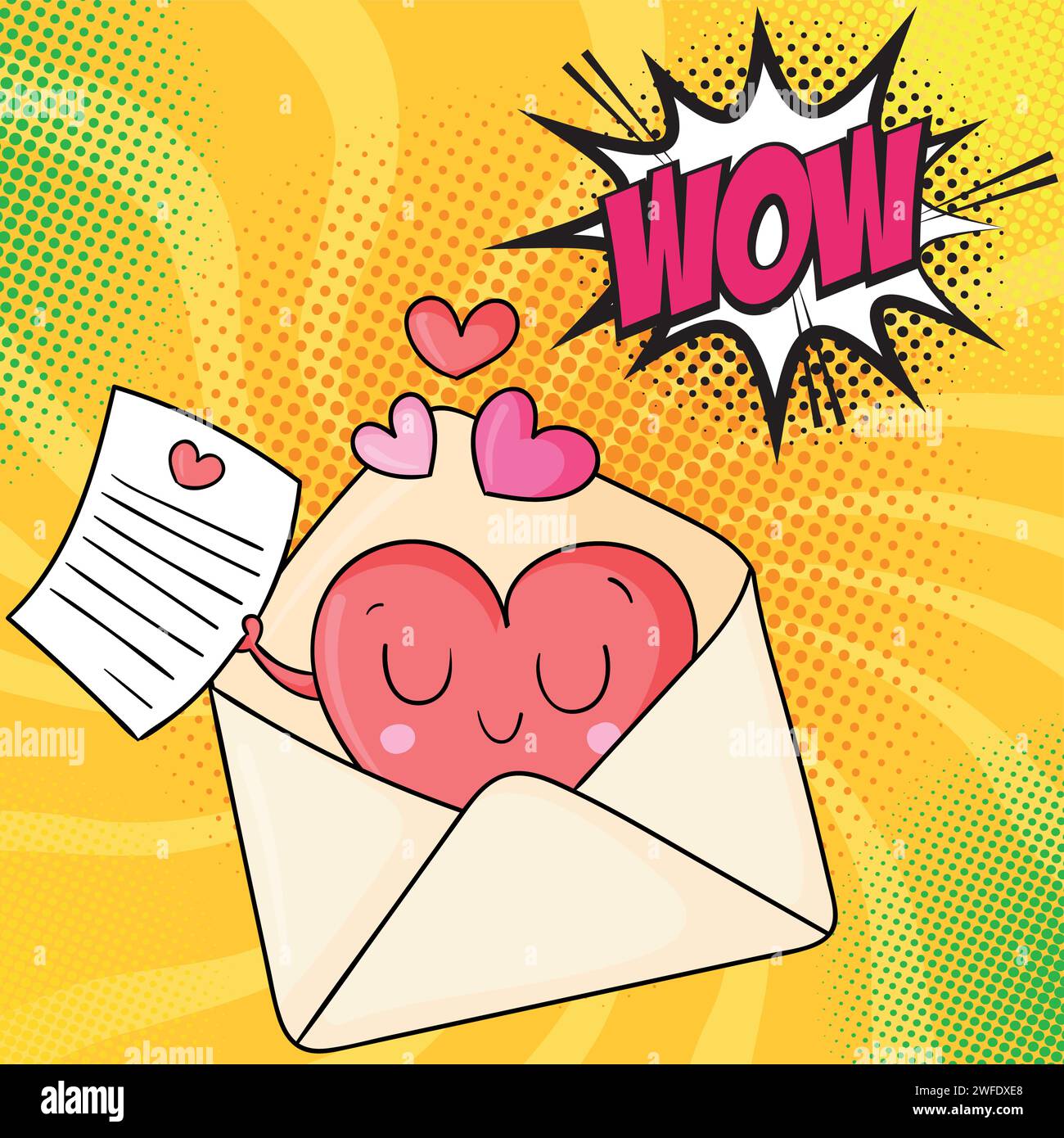 Email message Valentines day pop art style vector image Stock Vector
