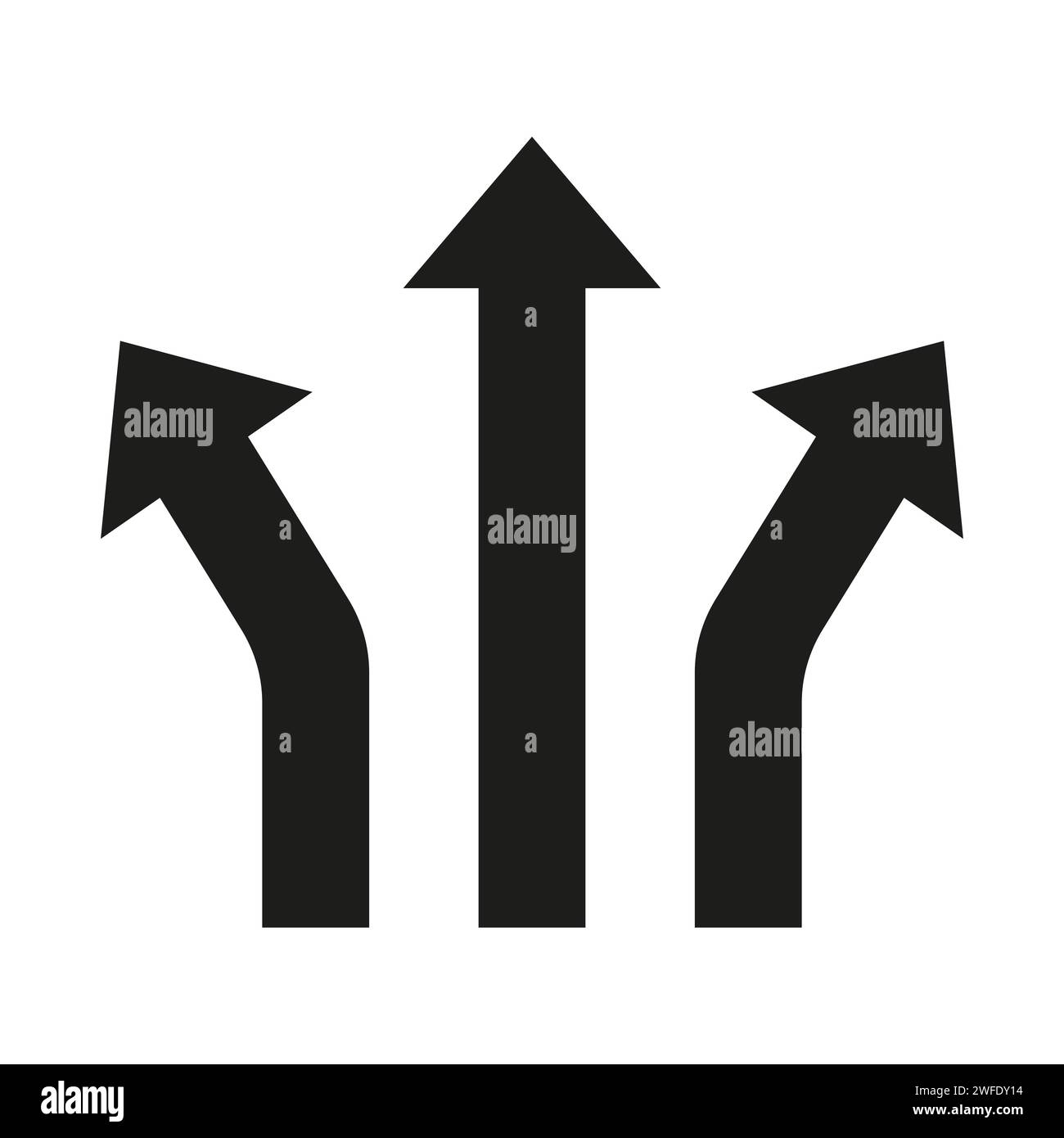 Road sign. Turn right, turn left, go straight. Three arrows. Vector