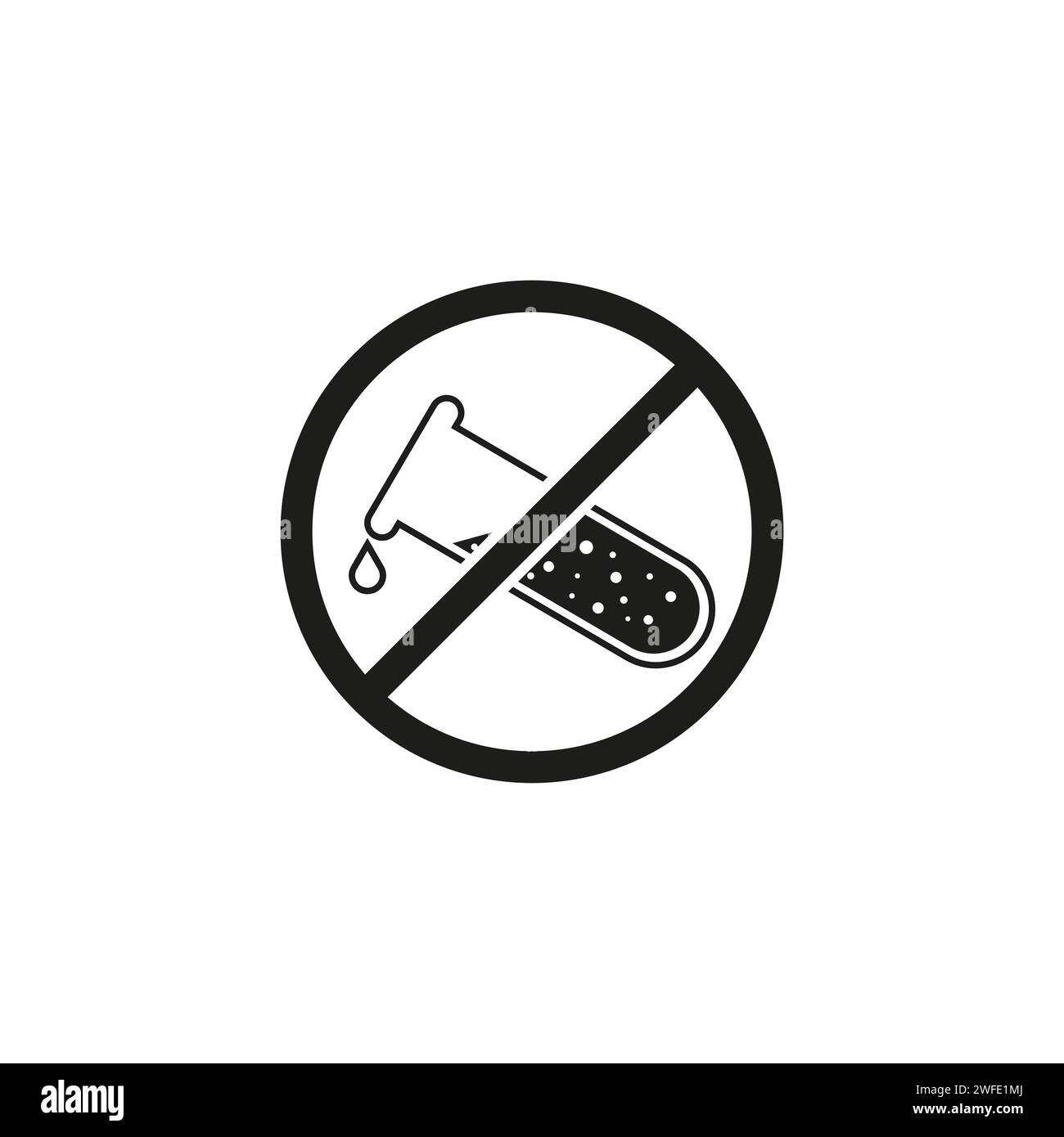 Forbidden signal chemical tube icon. Chemicals forbidden symbol icon. Vector illustration. stock image. EPS 10. Stock Vector