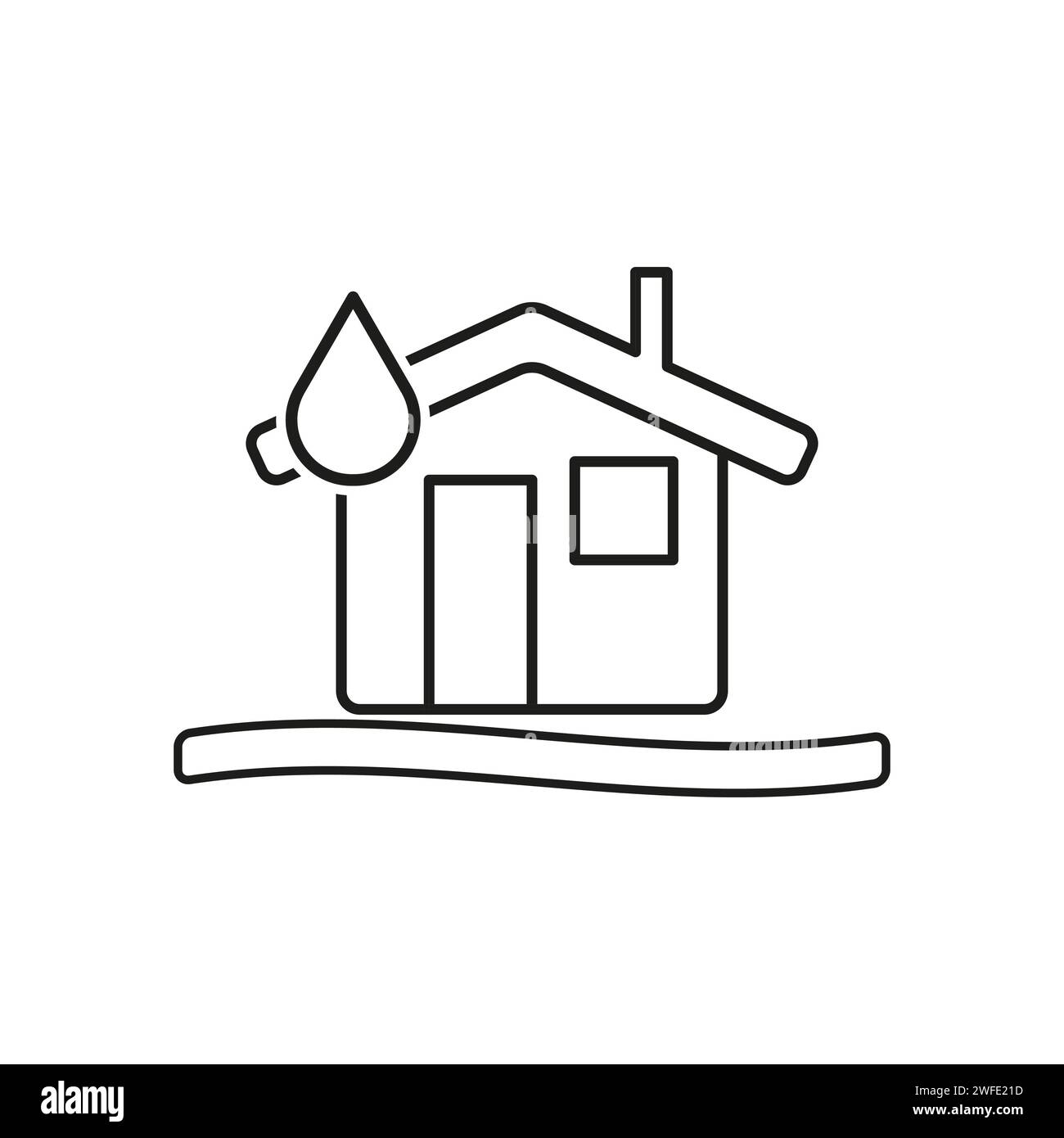 Leaking roof. House and water drop icon. Vector illustration. EPS 10