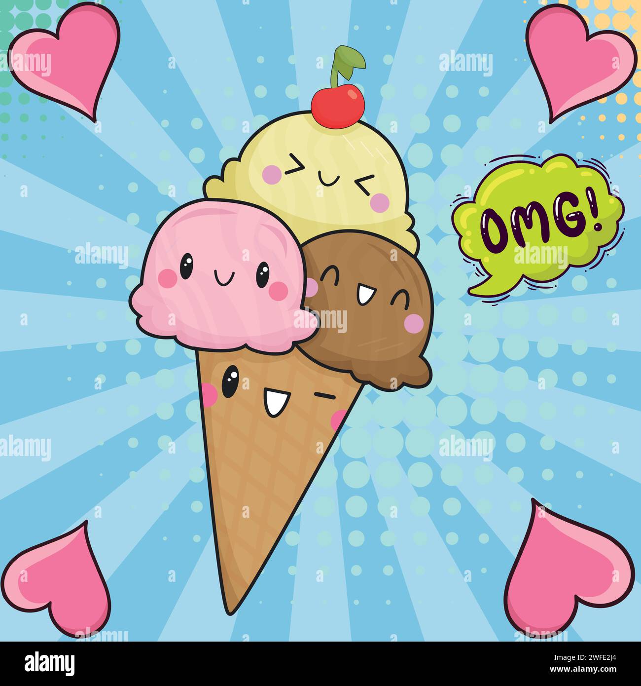 ice cream pop art style vector image Stock Vector