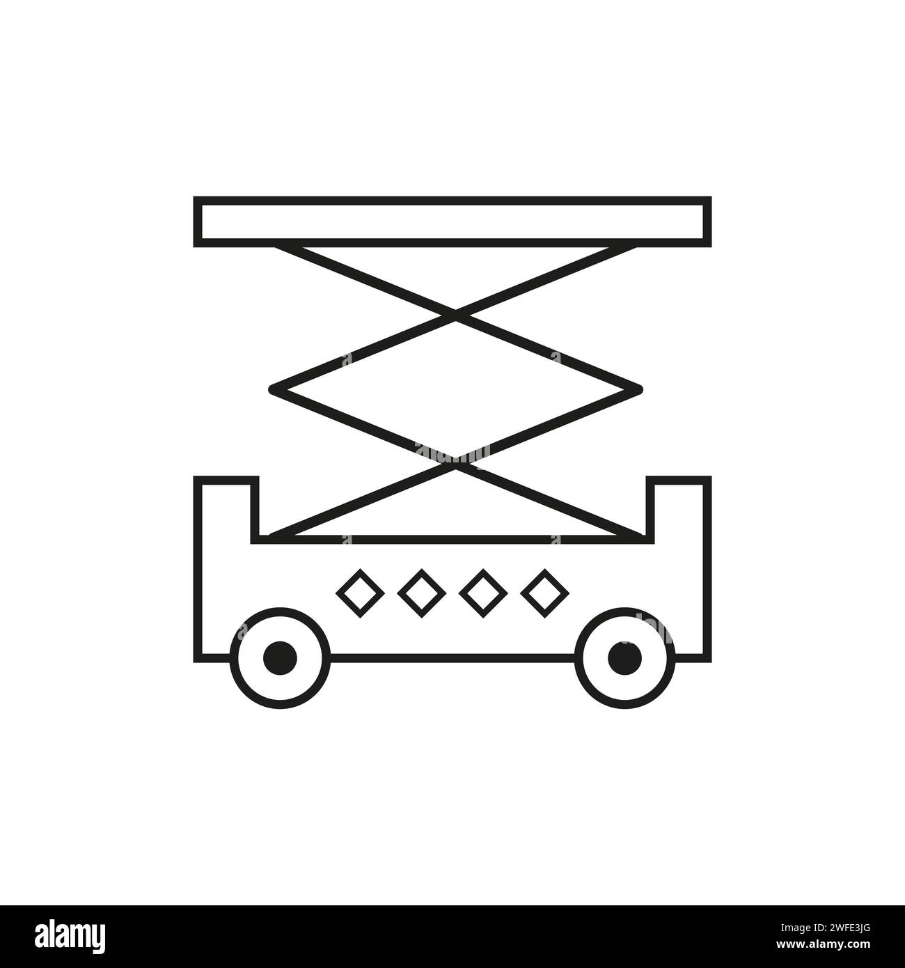 Extended scissor lift platform icon. Vector illustration. EPS 10. Stock image. Stock Vector