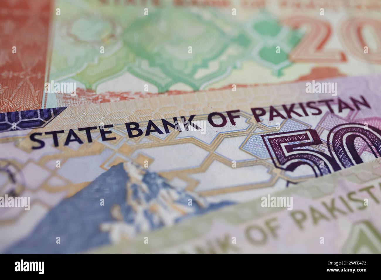 Closeup of State bank of Pakistan rupee banknote Stock Photo