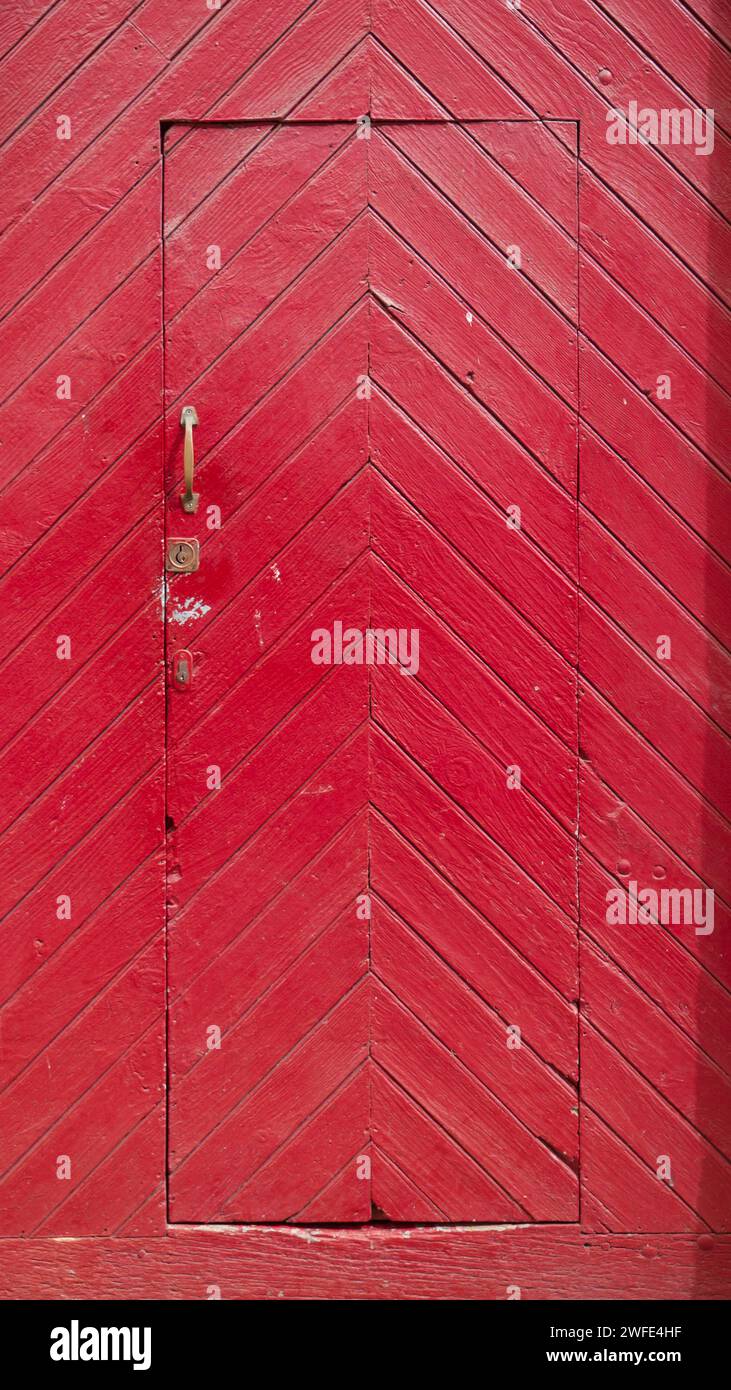 Red paint wooden door Stock Photo Alamy