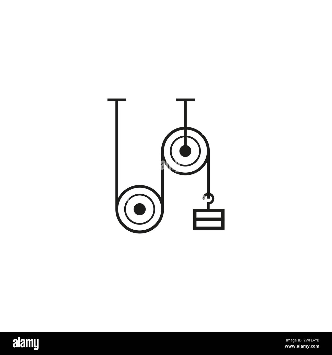 Rope And Pulley System icon. Pulley Weight Icon. Vector illustration. stock image. EPS 10. Stock Vector