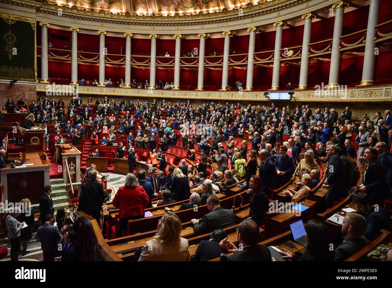 Paris, France. 30th Jan, 2024. French Members of Parliament vote on the right to abortion, or the Voluntary Interruption of Pregnancy bill (Interruption Volontaire de Grossesse - IVG) at the National Assembly in Paris on January 30, 2024. Photo by Firas Abdullah/ABACAPRESS.COM Credit: Abaca Press/Alamy Live News Stock Photo