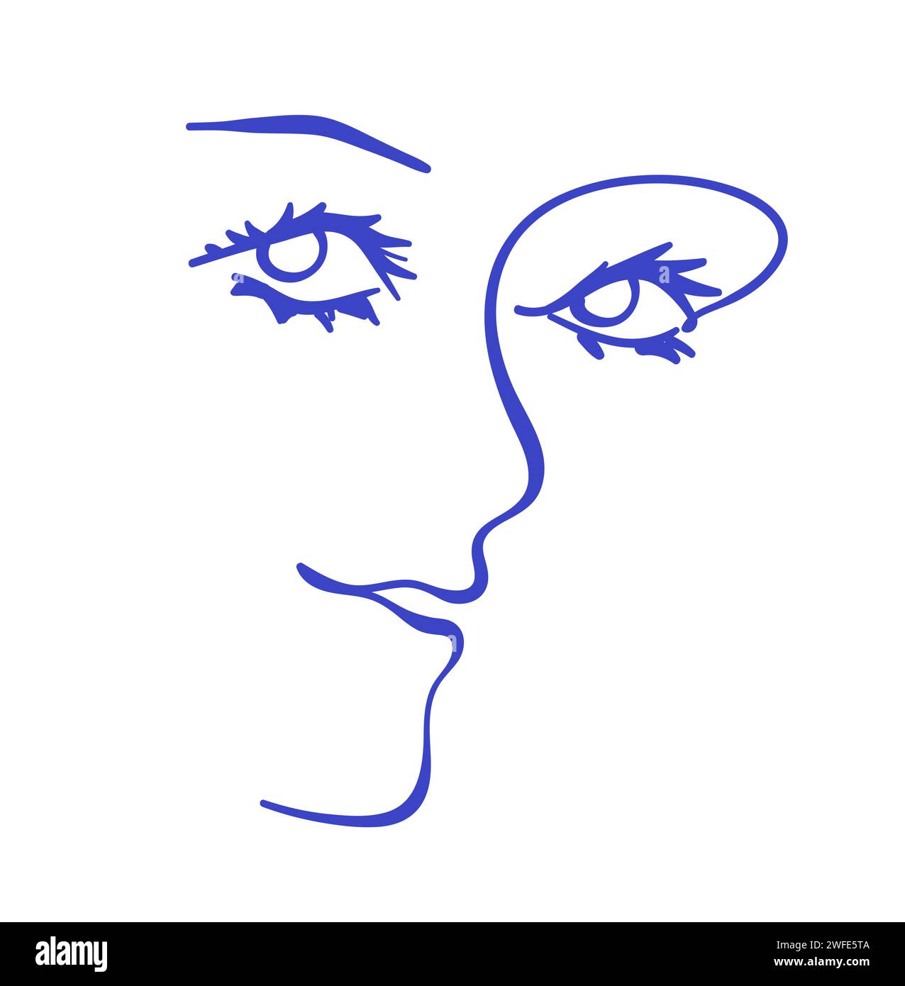 Continuous one line drawing abstract face Stock Vector Image & Art - Alamy
