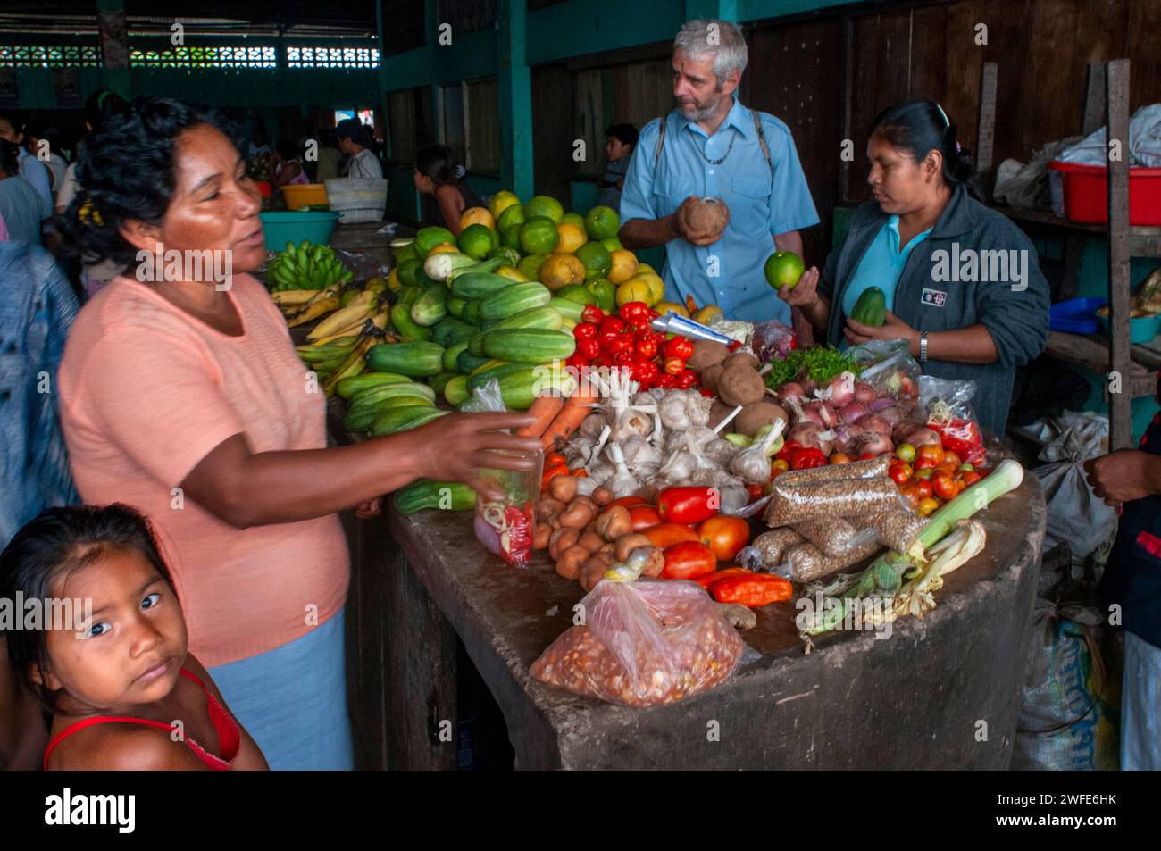 Market in Indiana viallage, Iquitos, Loreto, Peru Stock Photo