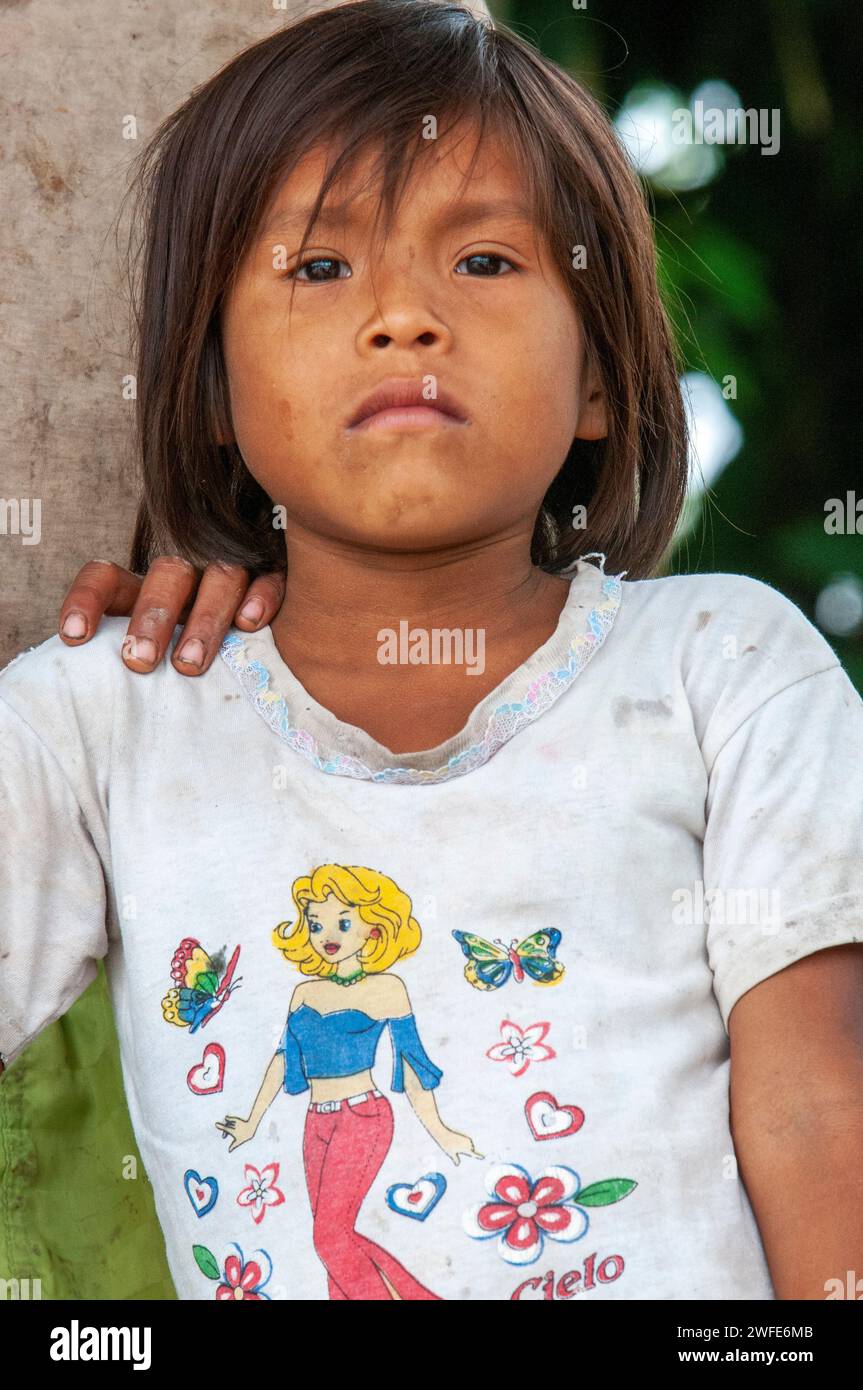 Girl of the riverside village of Timicuro I. Iqutios peruvian amazon, Loreto, Peru Stock Photo