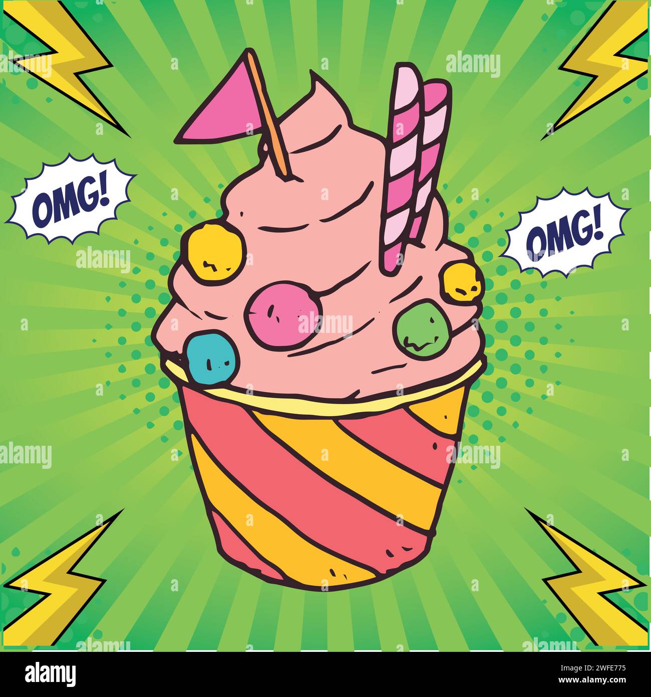 ice cream pop art style vector image Stock Vector