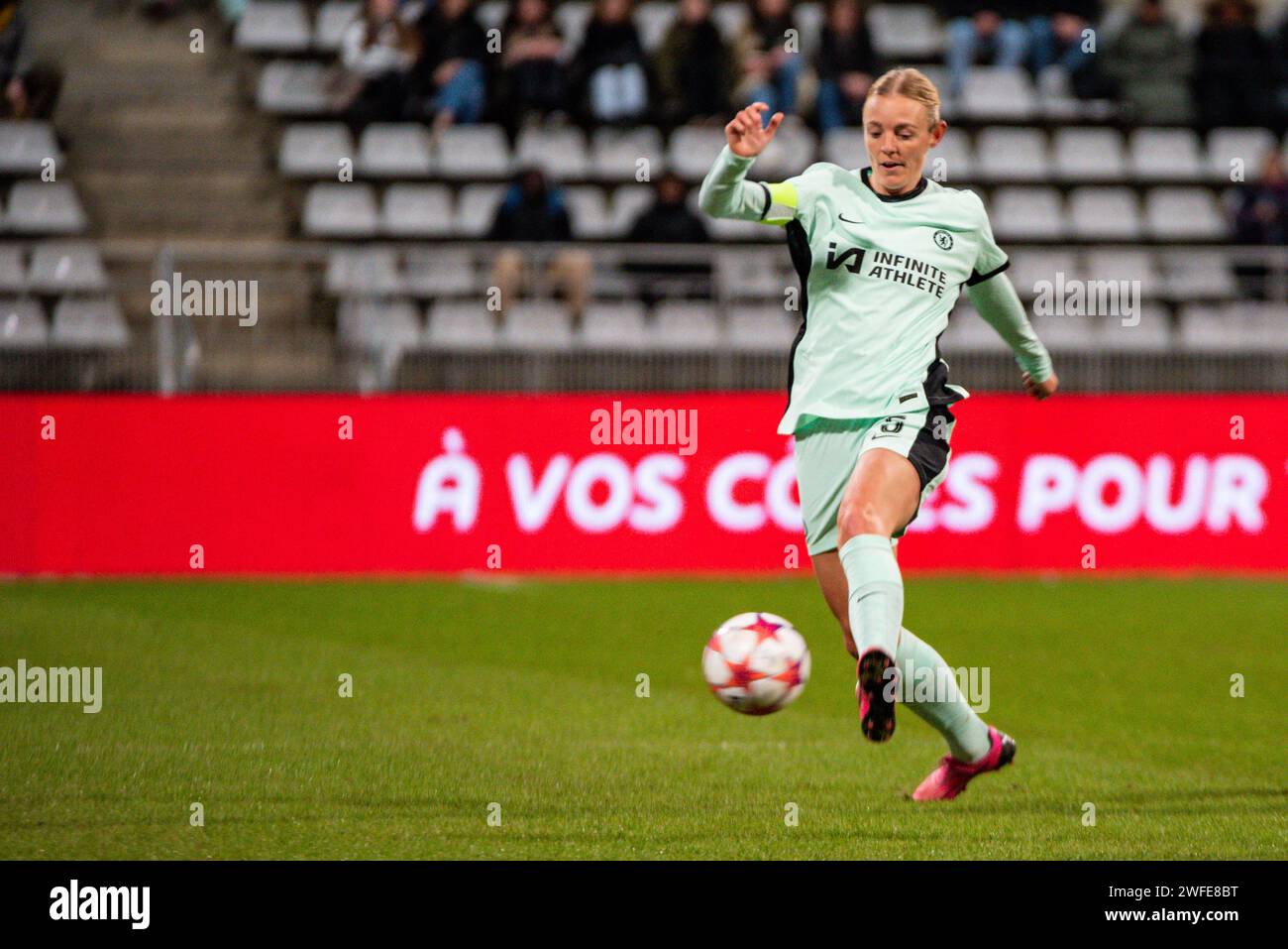 Sophie Ingle of Chelsea controls the ball during the UEFA Women's Champions League, Group D football match between Paris FC and Chelsea on January 30, 2024 at Sebastien Charlety stadium in Paris, France Stock Photo