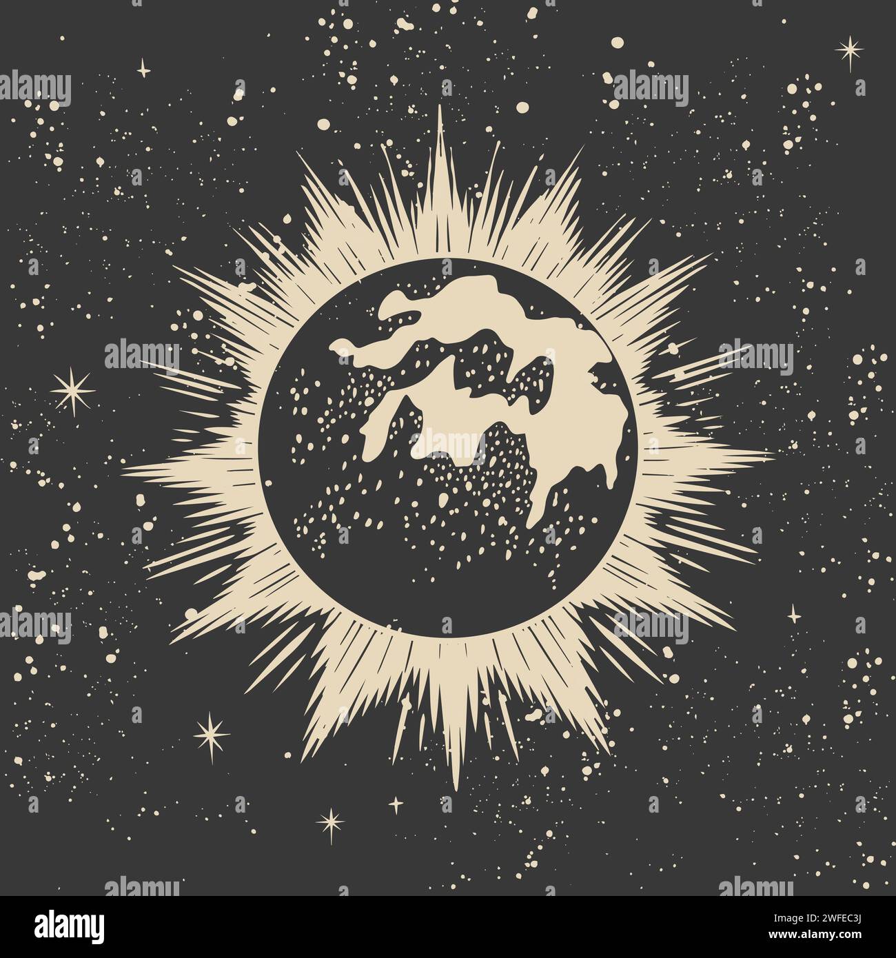 Solar eclipse, Shining with rays of light against a black cosmic