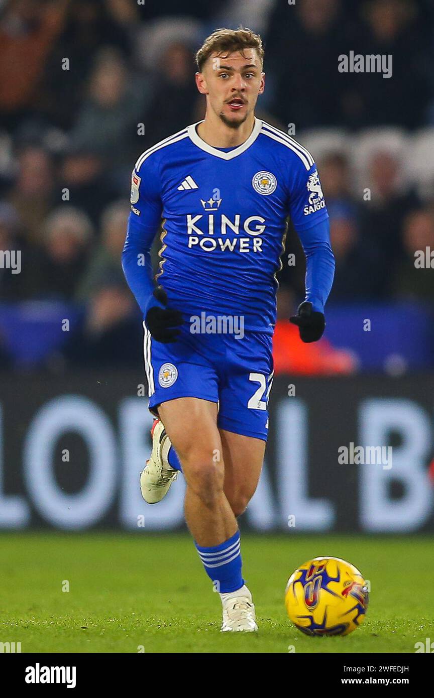 Kiernan DewsburyHall of Leicester City makes a break with the ball