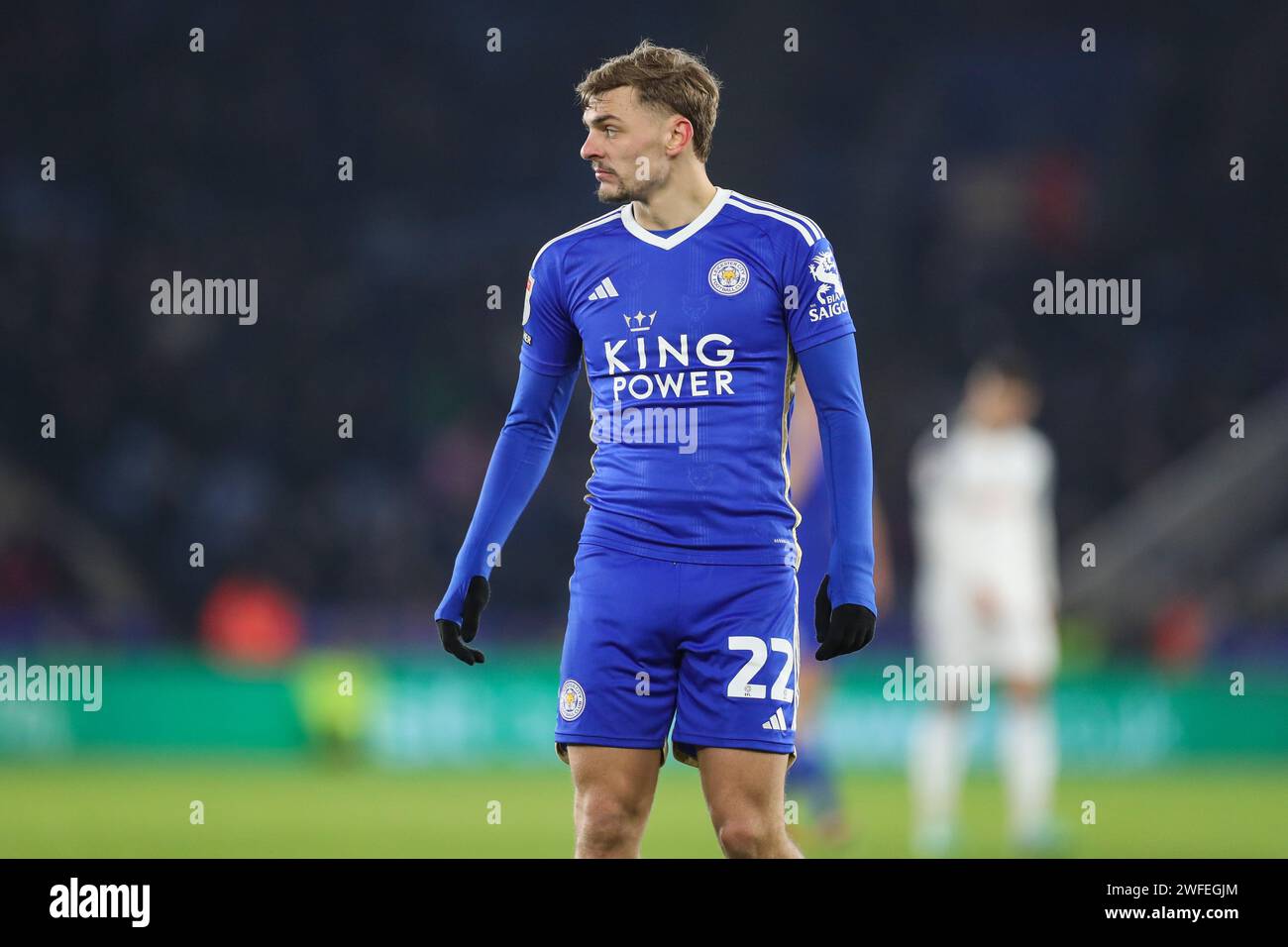 Kiernan Dewsbury-Hall #22 of Leicester City applauds the fans as