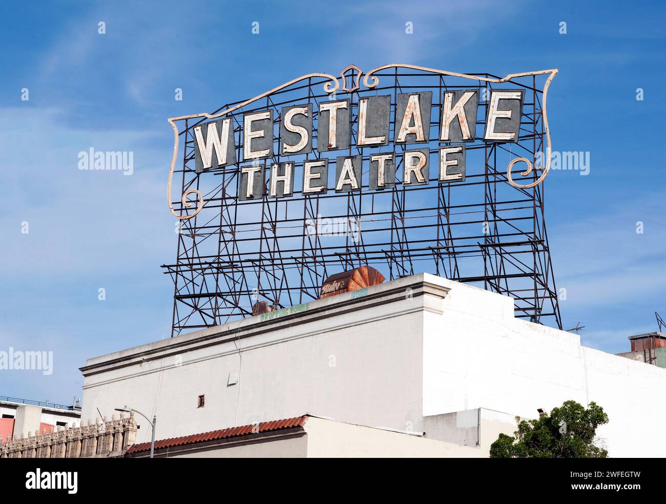 Westlake Theater sign midtown, Los Angeles, California, USA Stock Photo